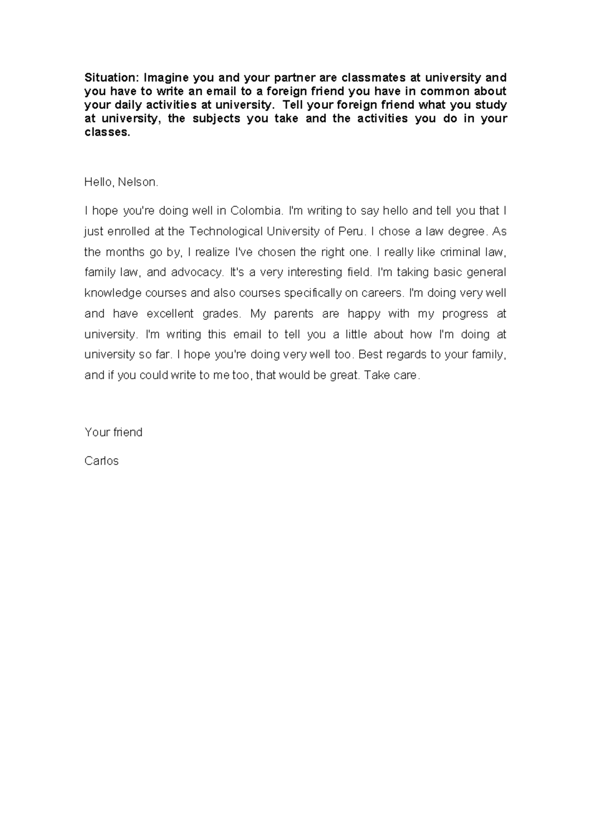 Email to Nelson: My University Life and Studies at UTP - Studocu