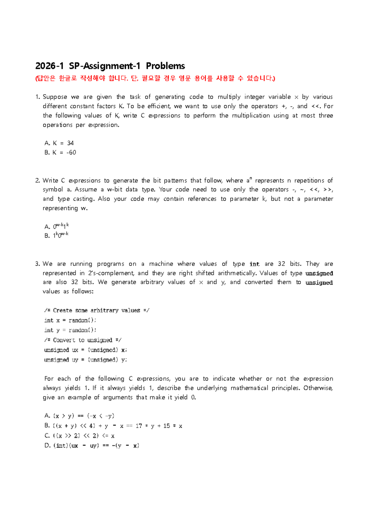 2026 SP43 Assignment 1: C Programming Problems and Solutions - Studocu