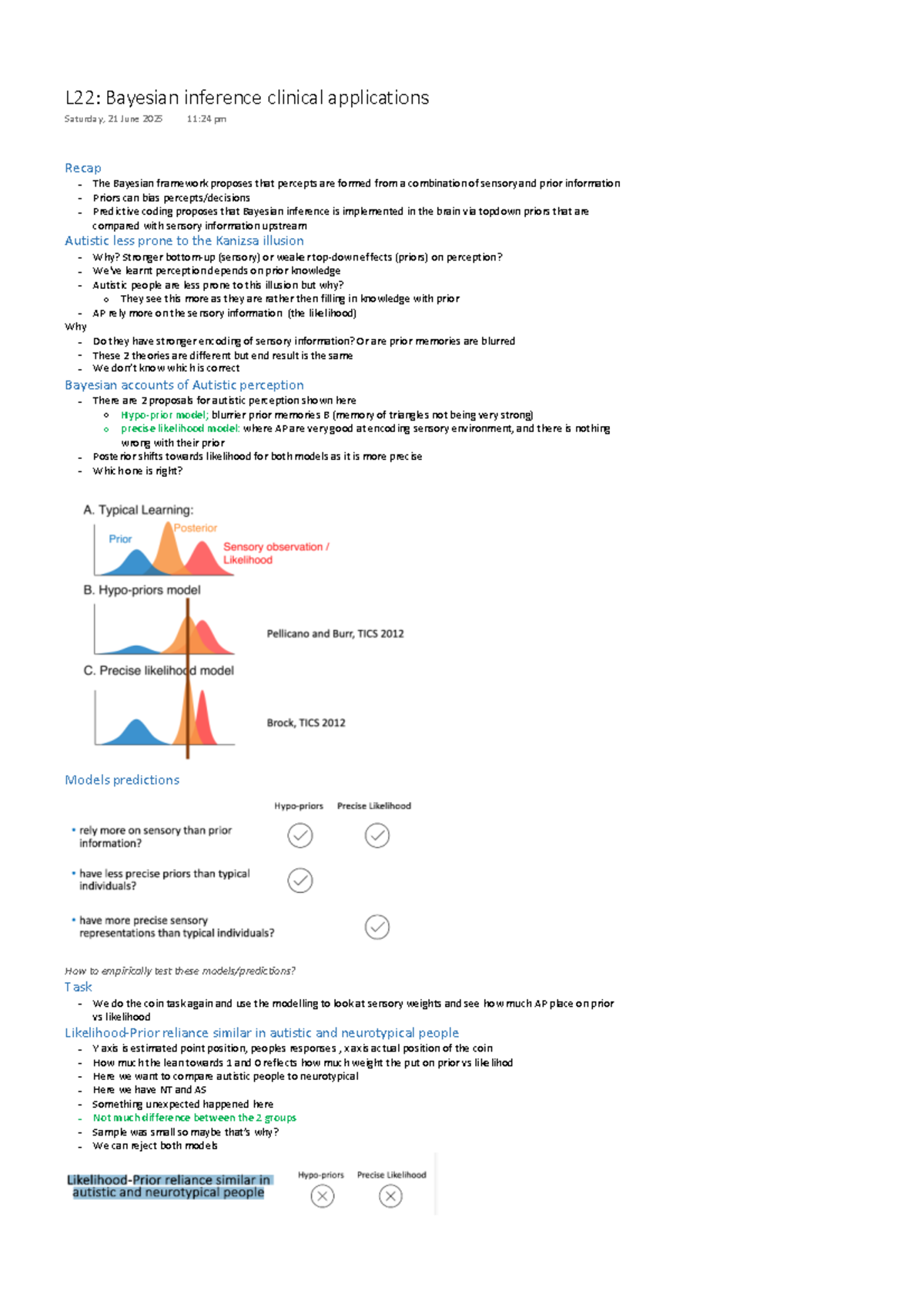 L22: Bayesian Inference in Autism Perception - Clinical Insights - Studocu