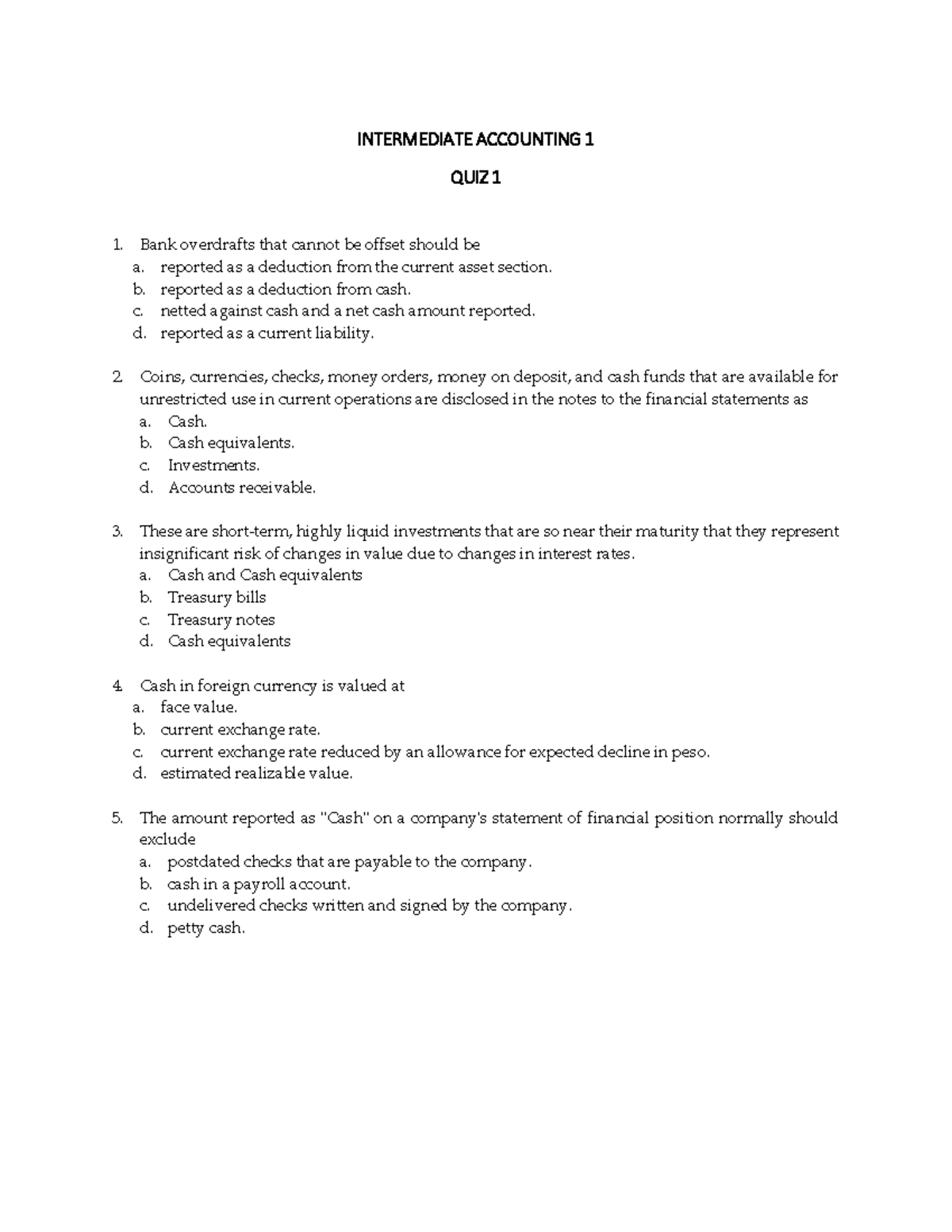 Assessment 1 - Intermediate Accounting 1 Quiz 1 Review - Studocu