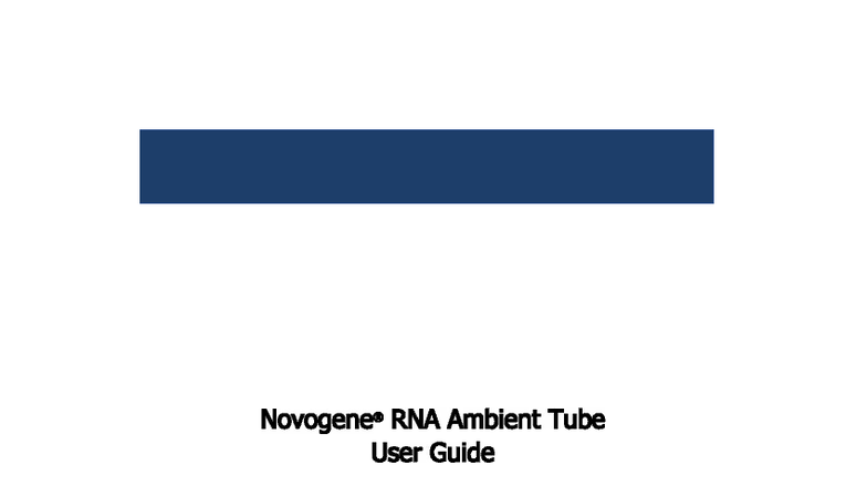 Novogene RNA User Guide Rev H1: Protocols & Specifications - Studocu