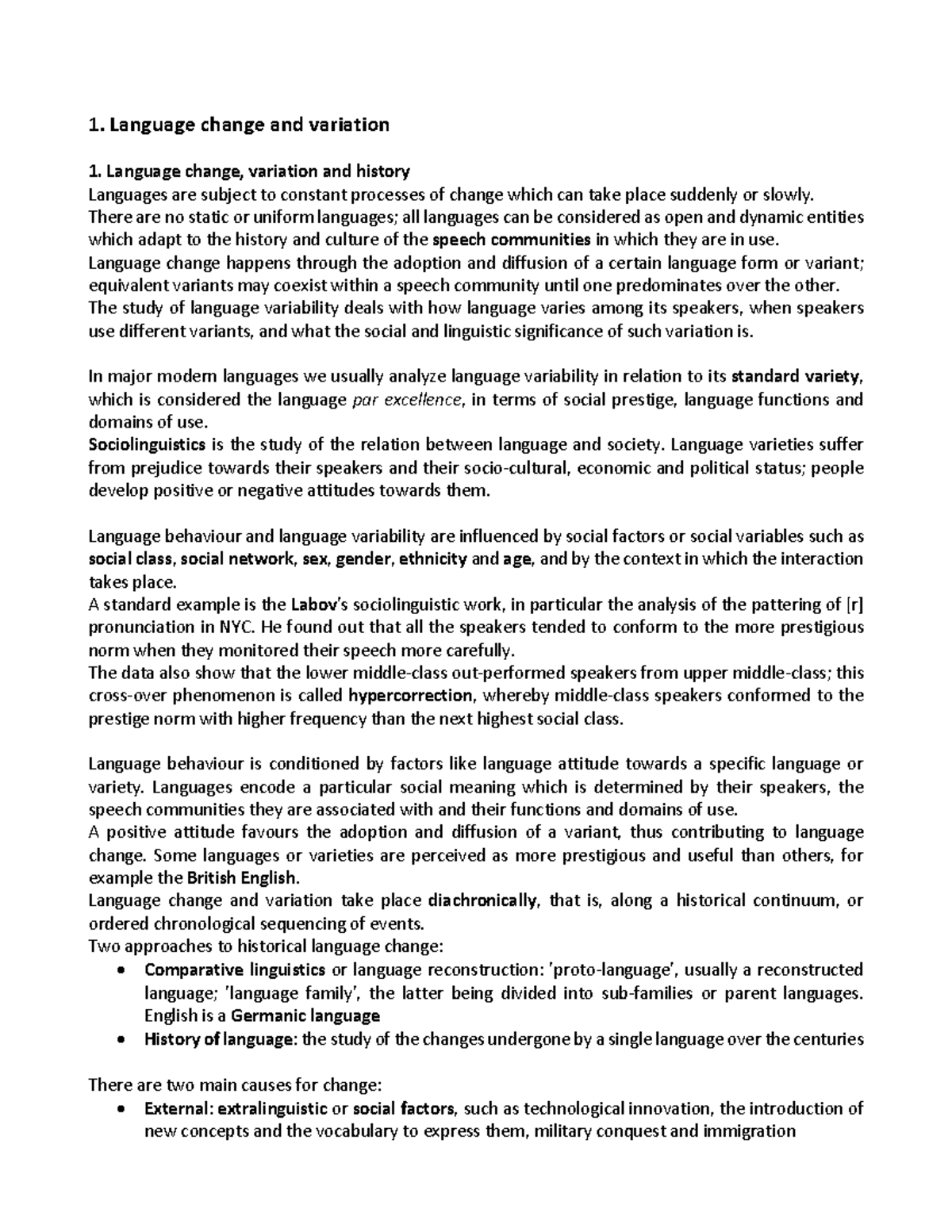 Language Change and Variation: A Handbook of Present-Day English - Studocu