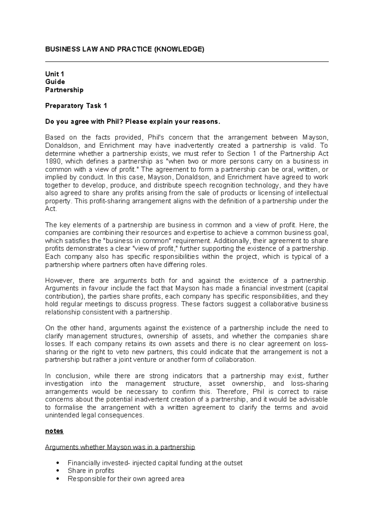 BUSINESS LAW AND PRACTICE (KNOWLEDGE) Unit 1 & 2 Comprehensive Study ...