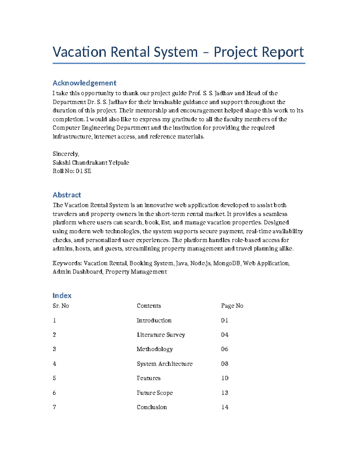 Vacation Rental System Project Report: A Comprehensive Overview - Studocu