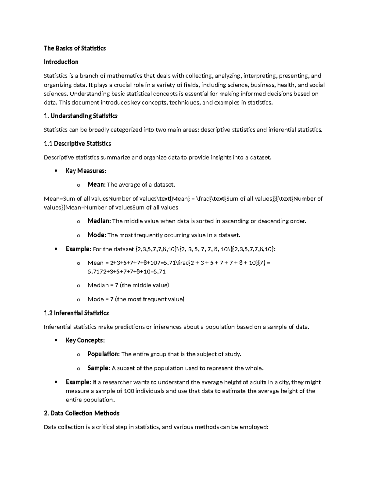 Introduction to Statistics: Key Concepts & Techniques Overview - Studocu
