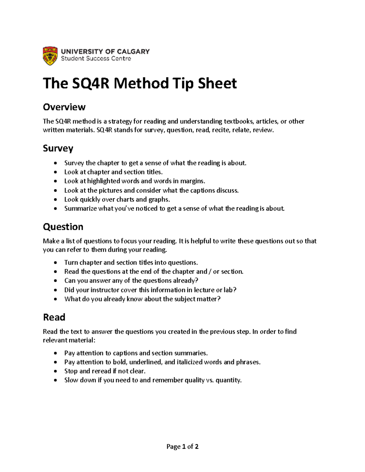 SQ4R Method Overview: Tips for Effective Reading Strategies - Studocu