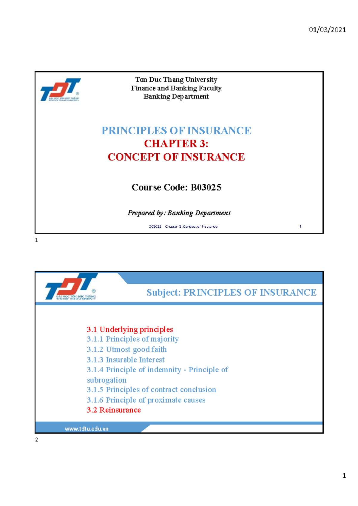 B03025 Principles of Insurance: Chapter 3 - Concept of Insurance - Studocu
