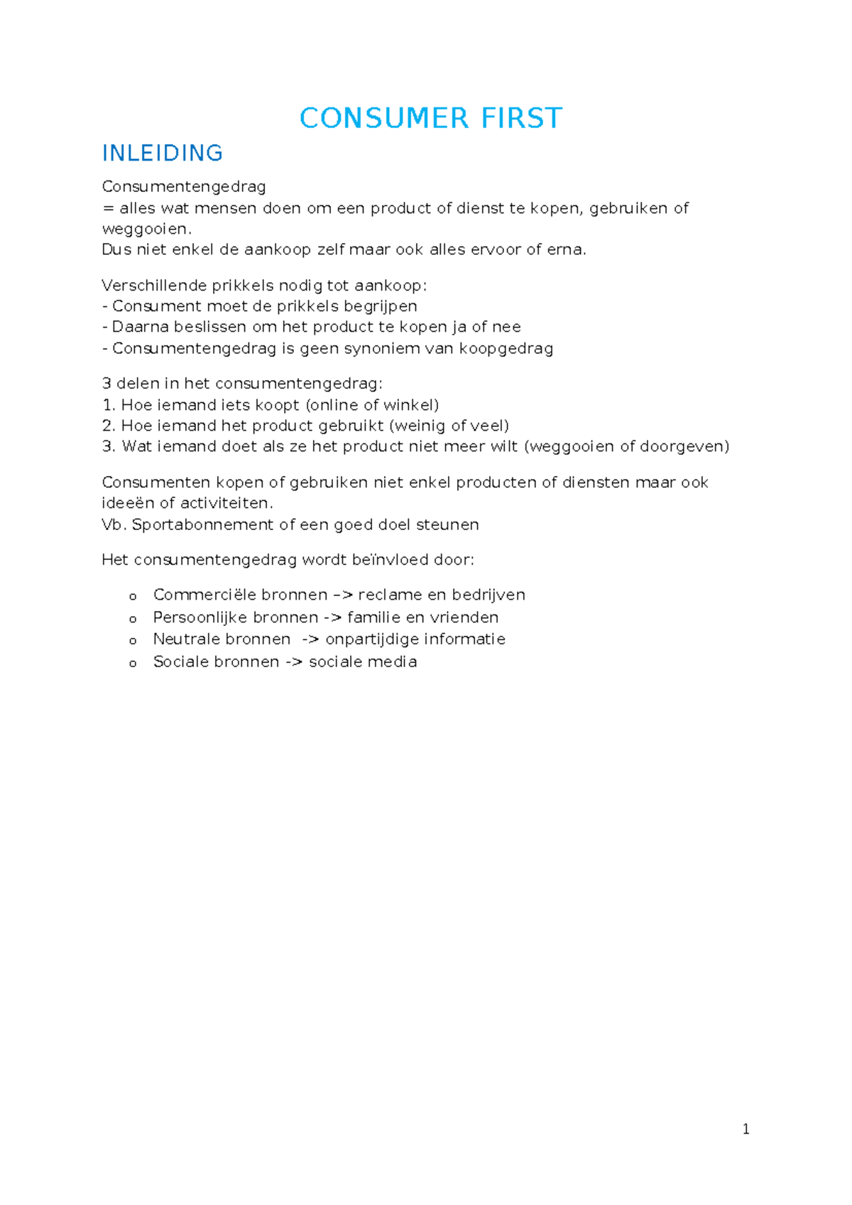 Consumer First - Samenvatting van Consumentengedrag en Aankoopprocessen ...