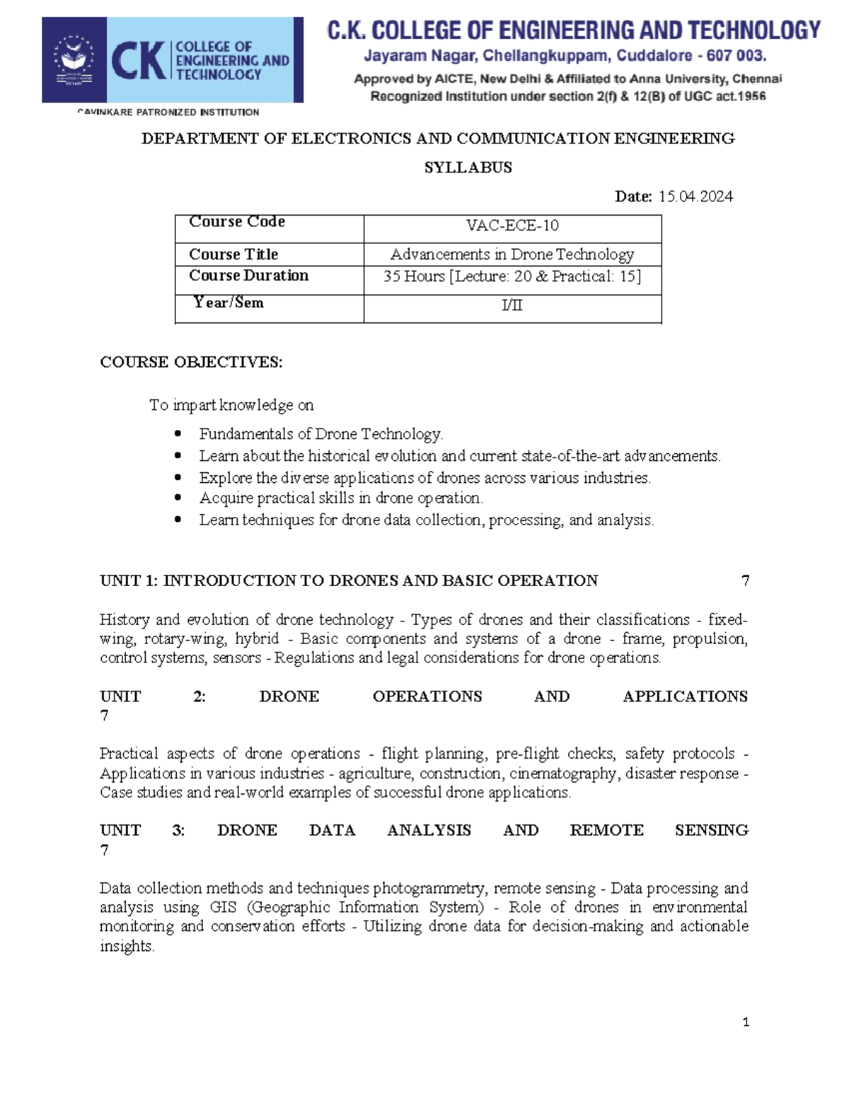 Syllabus - good - DEPARTMENT OF ELECTRONICS AND COMMUNICATION ...