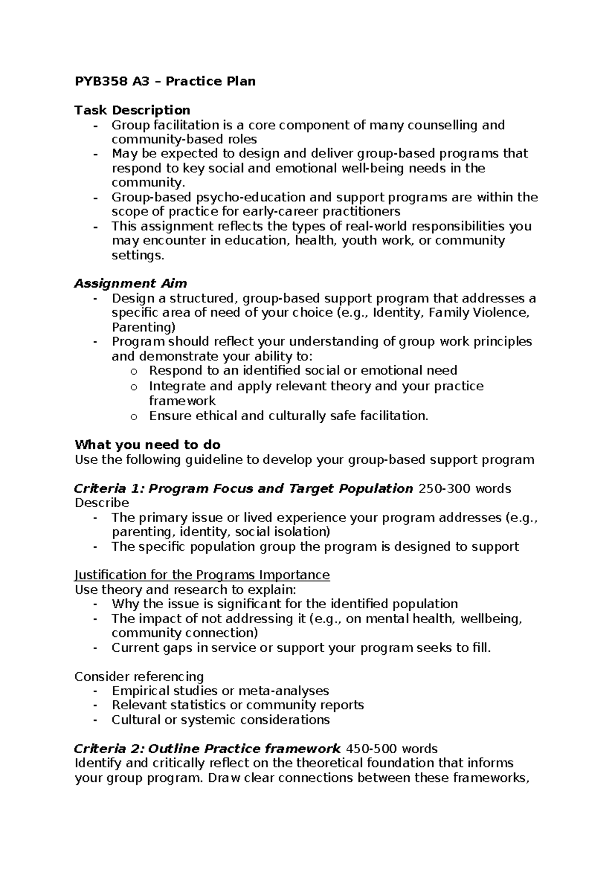 PYB358 A3 - Group Facilitation Program: Enhancing Parent-Teen ...