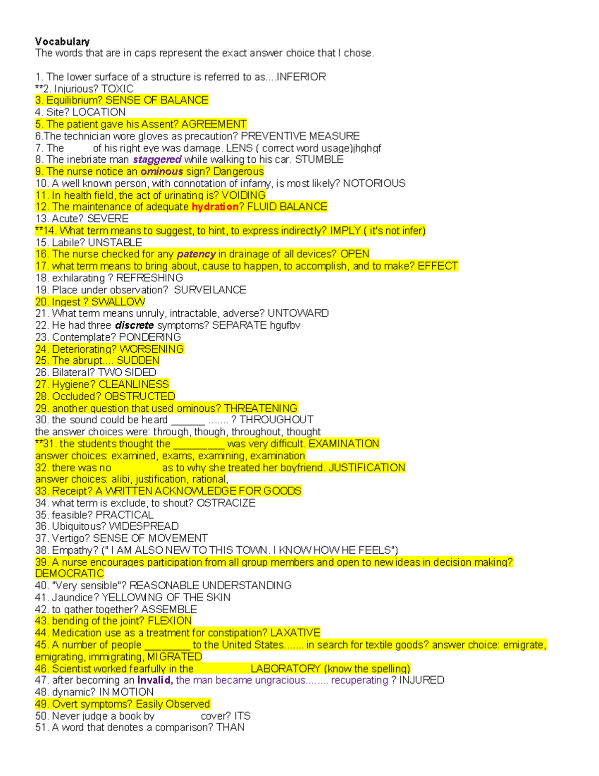 Vocabulary Exam Prep Guide: Key Terms and Concepts for Success - Studocu