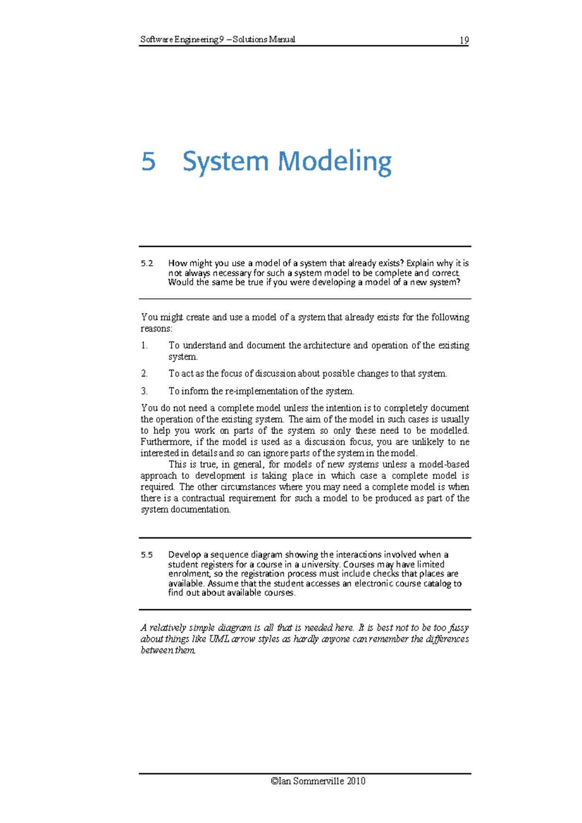 Software Engineering 9 - System Modeling Solutions Manual Review - Studocu