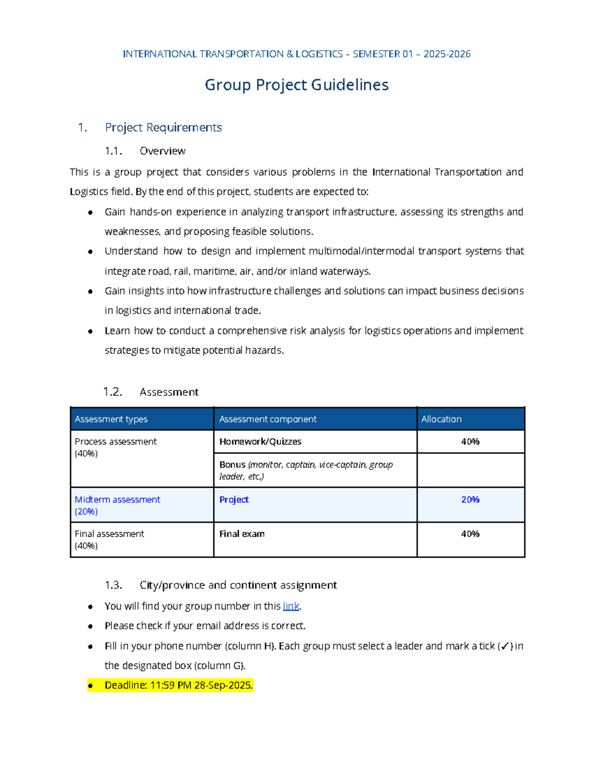 ITL 25-26 International Transportation Logistics Group Project ...