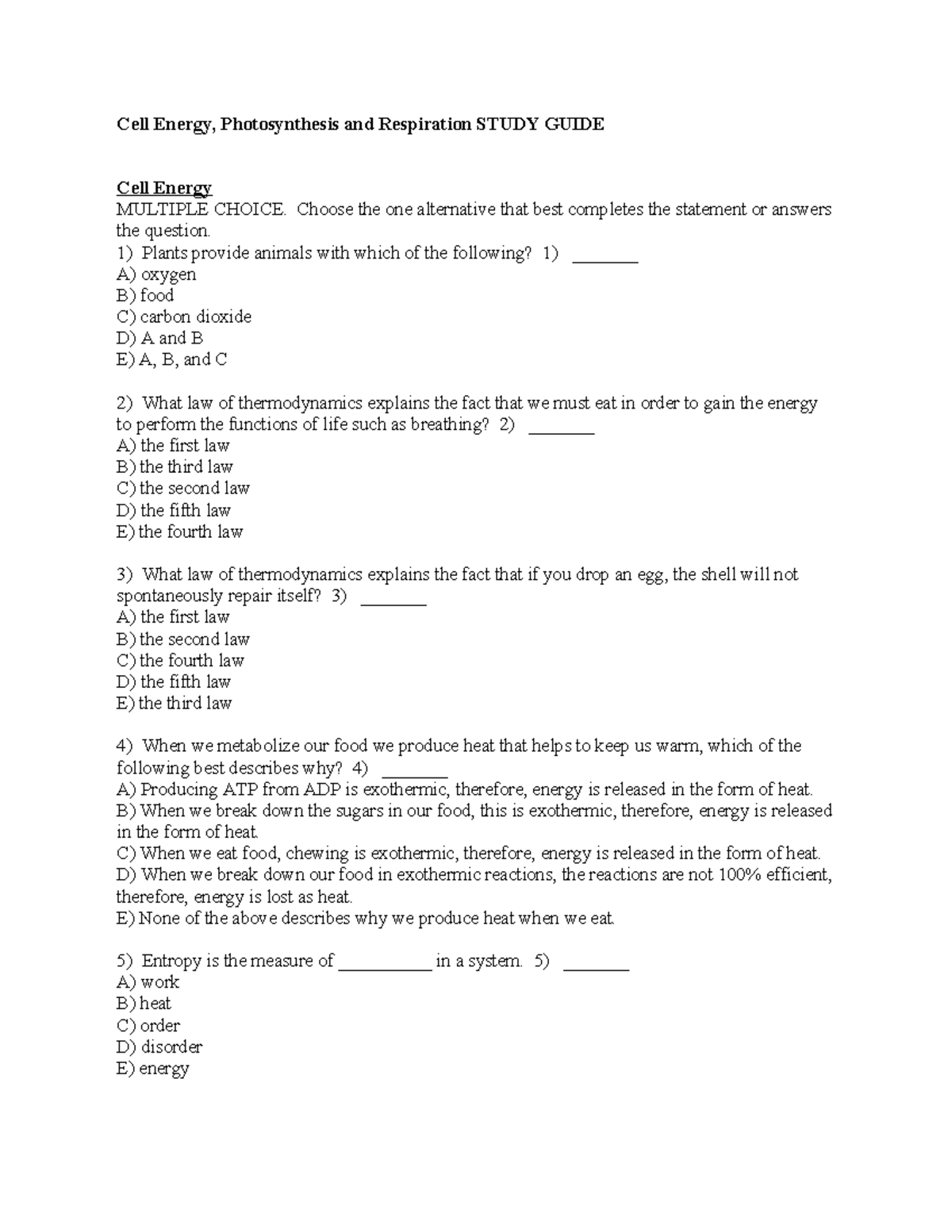 Cell Energy and Photosynthesis: Study Guide for Final Exam Review - Studocu