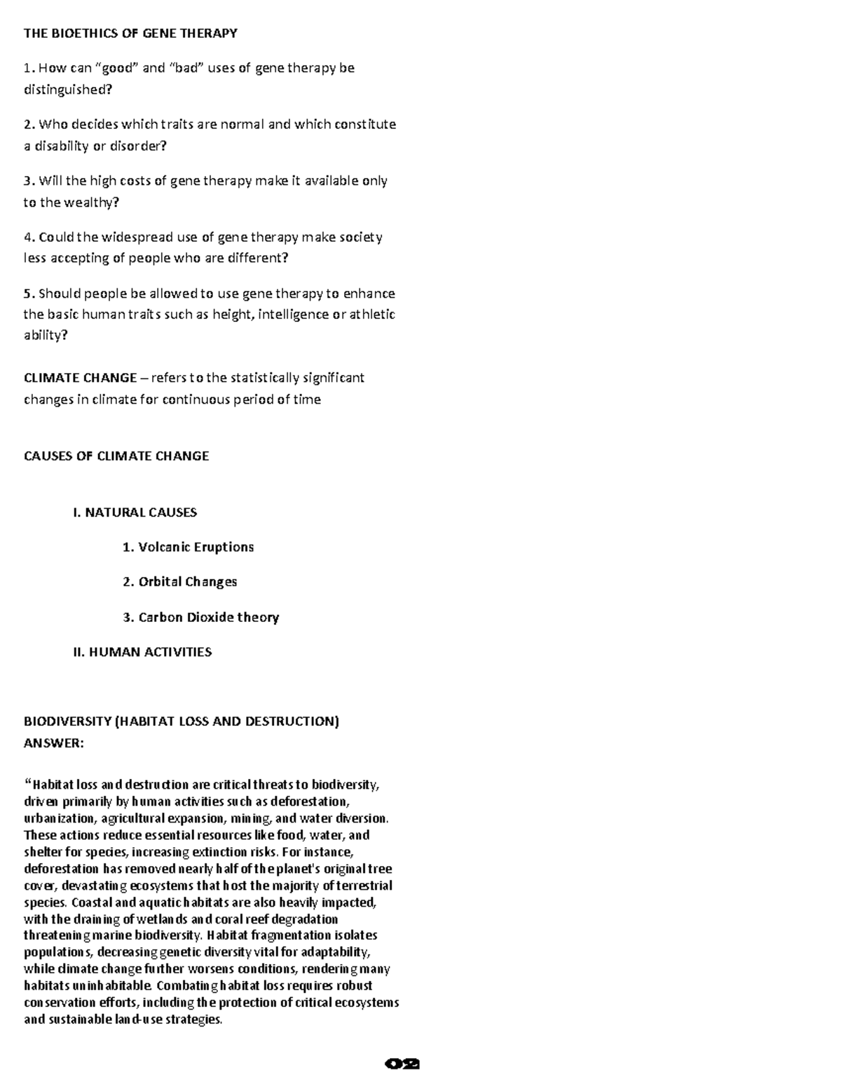 Reviewer STS Finals - 02 THE BIOETHICS OF GENE THERAPY 1. How can “good ...