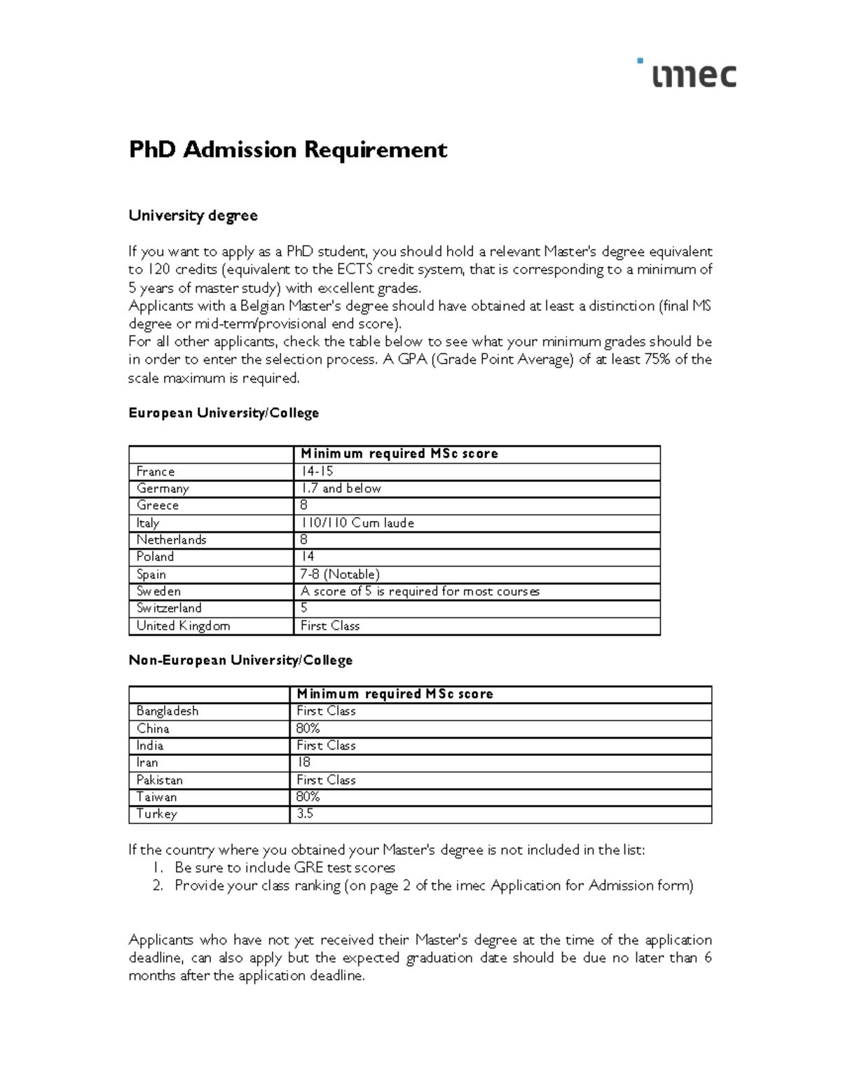 PhD Admission Requirements: University Degree Criteria - Studocu