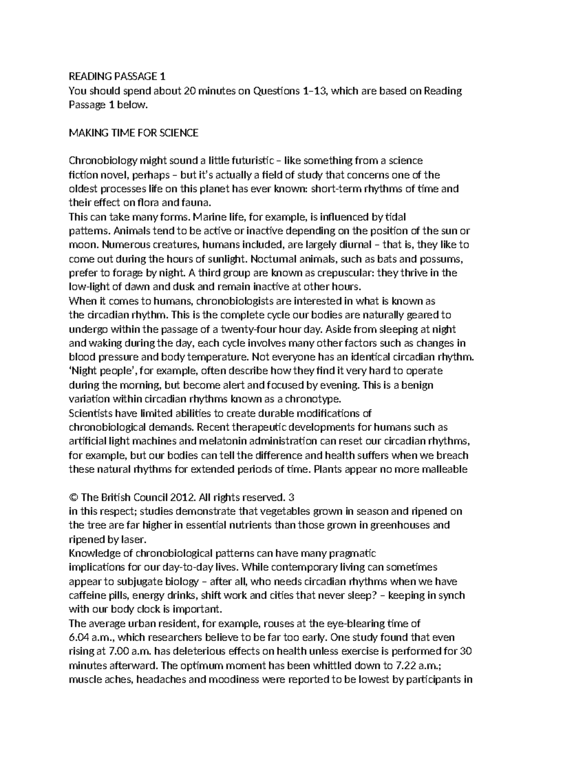 ROAD-TO- Ielts TEST-1 - test - READING PASSAGE 1 You should spend about ...