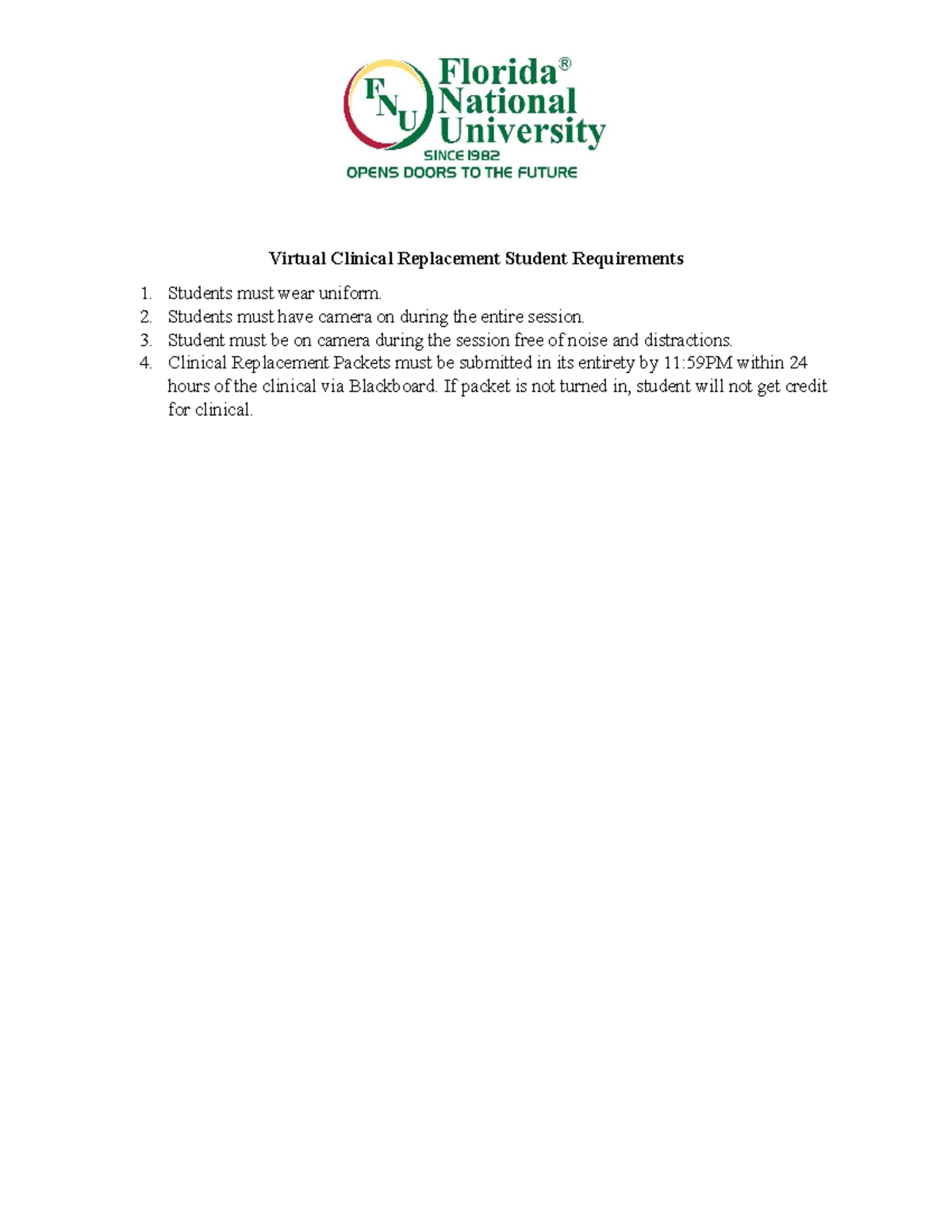 Clinical Replacement Student Packet for Virtual Clinical Experience ...