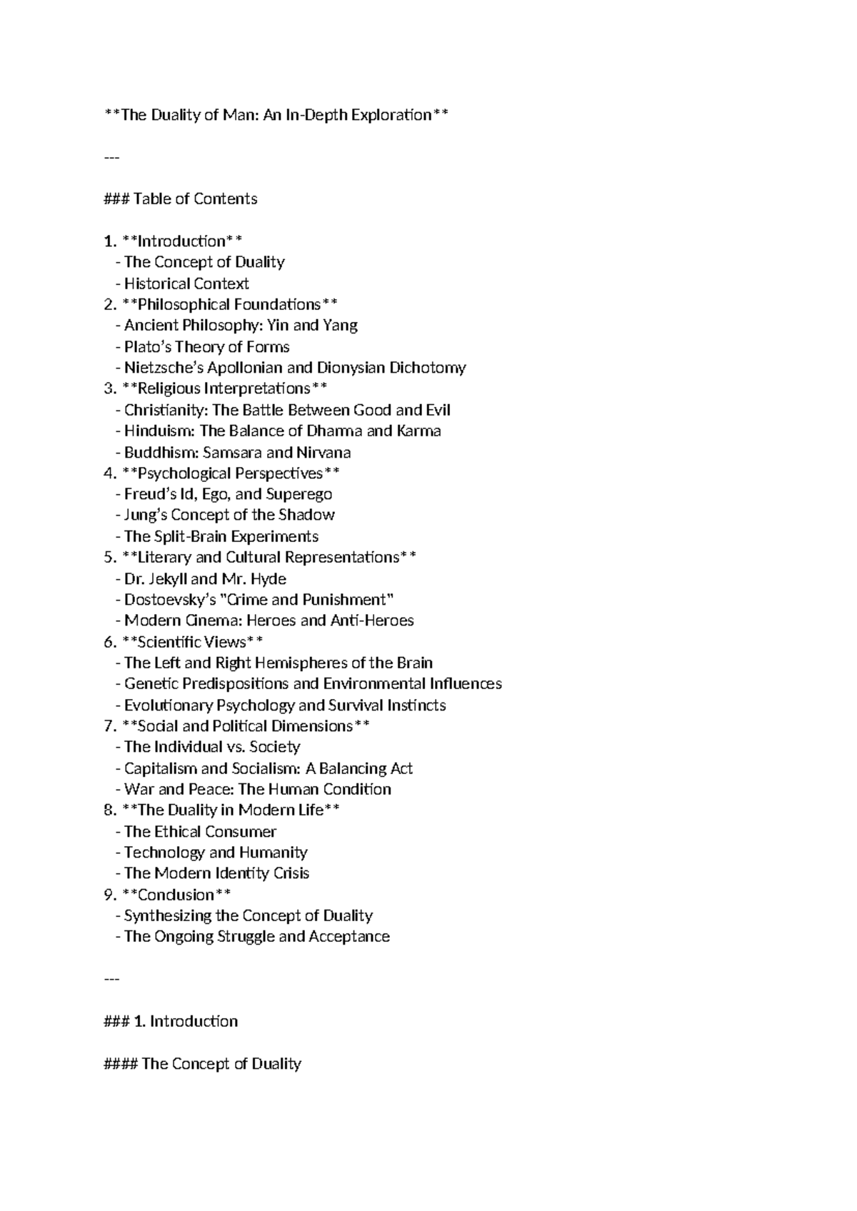 The Duality of Man - Example paper, a template of the T5 assignment ...