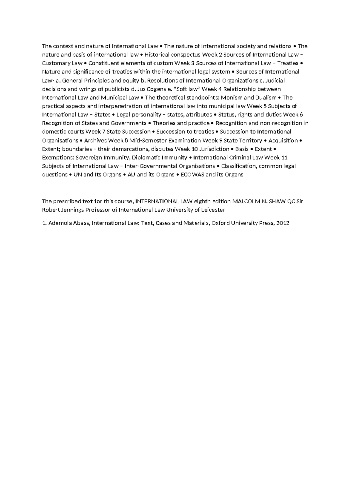 International Law Overview: Context, Sources, and Key Concepts - Studocu