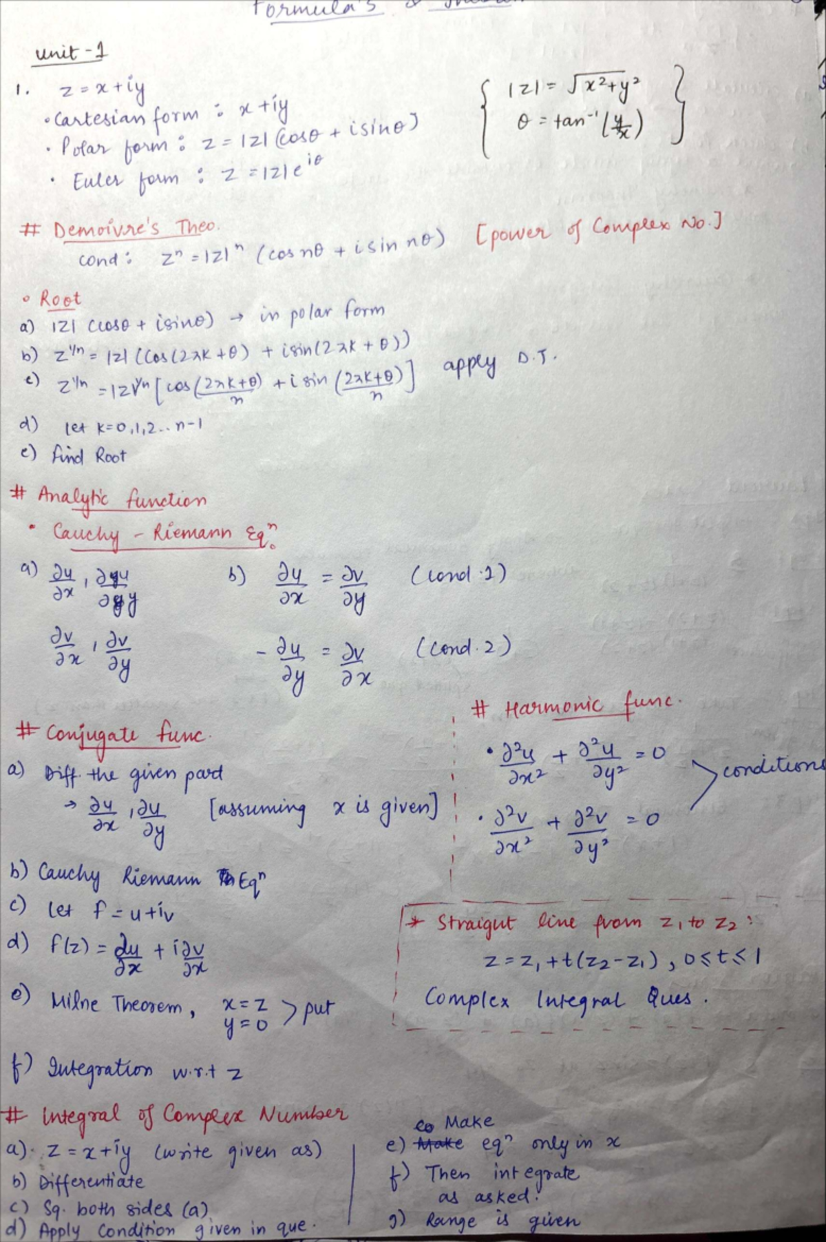 Formula Sheet for Complex Analysis: Units 1 & 2 - MATH 121 - Studocu