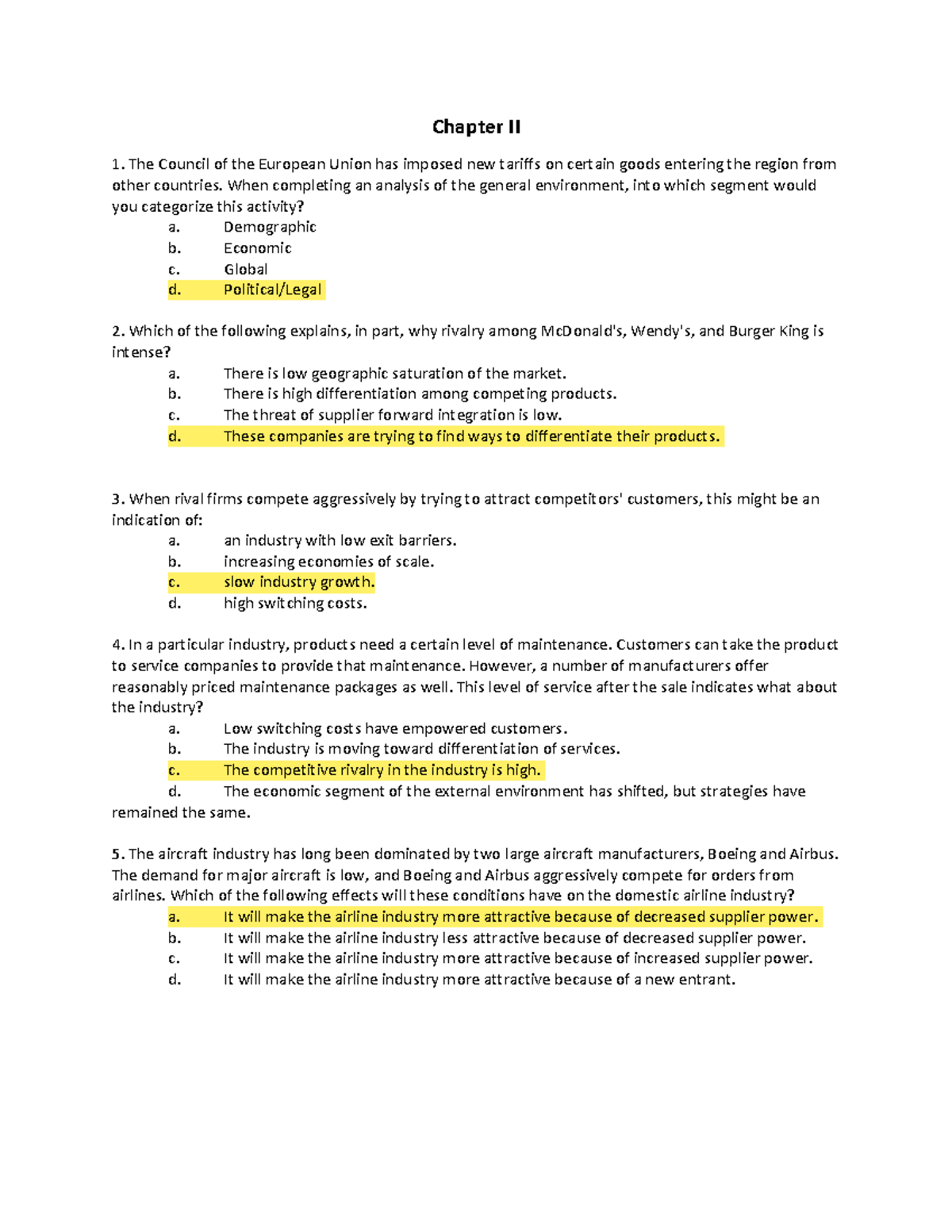 Reviewer for Chapter 2: Analysis of the General Environment - Studocu