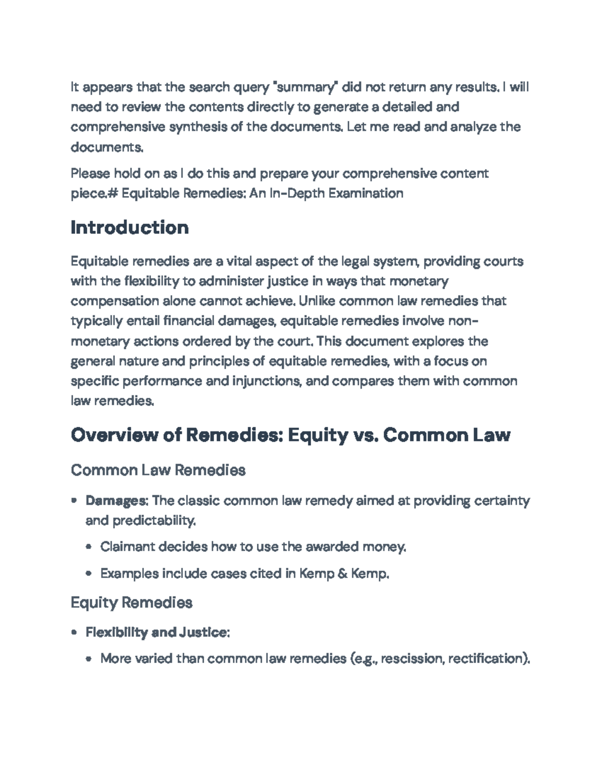 Equitable Remedies: Specific Performance and Injunctions Analysis ...