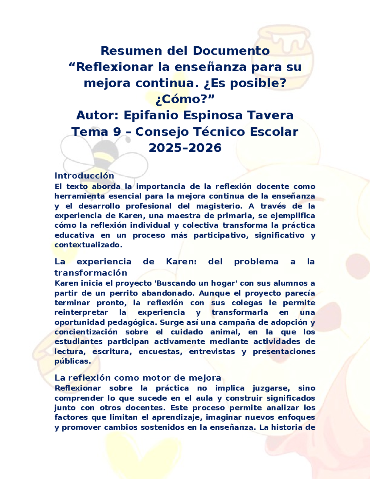 Tema 9: Reflexión Docente para la Mejora Continua de la Enseñanza - Studocu