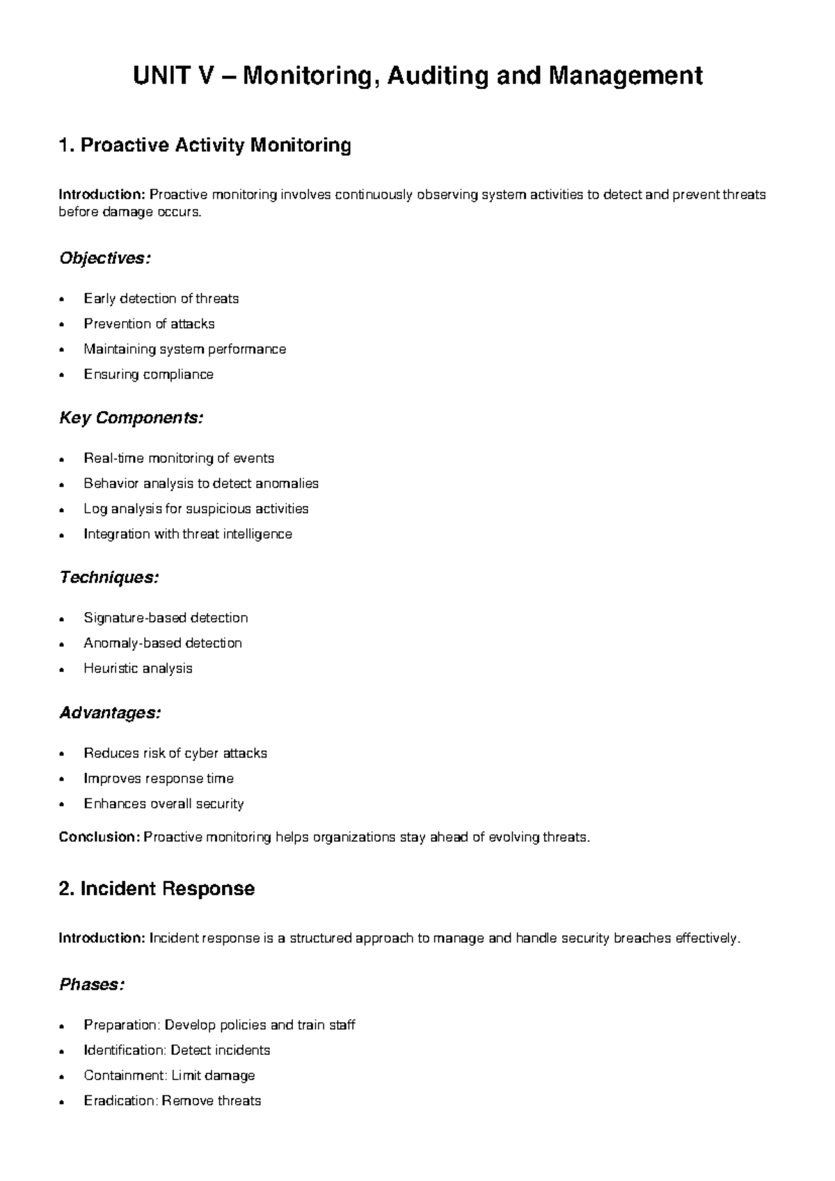 Unit 5 - Monitoring, Auditing, and Management Overview - Studocu