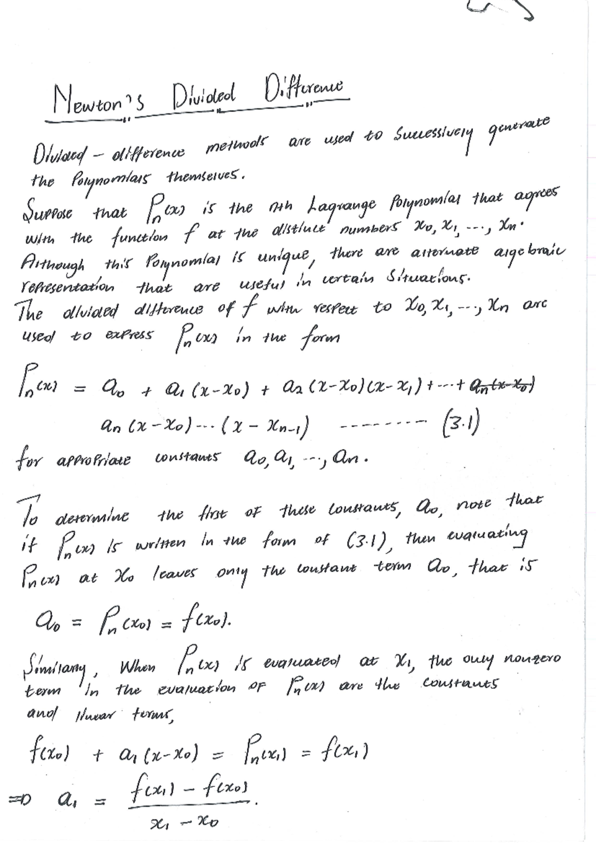 Chapter 2 (Newton's Divided Difference) - Divided Difference Divisioned ...