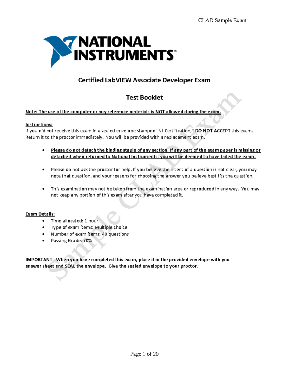 Labview Qiuze (practice) - Certified LabVIEW Associate Developer Exam ...