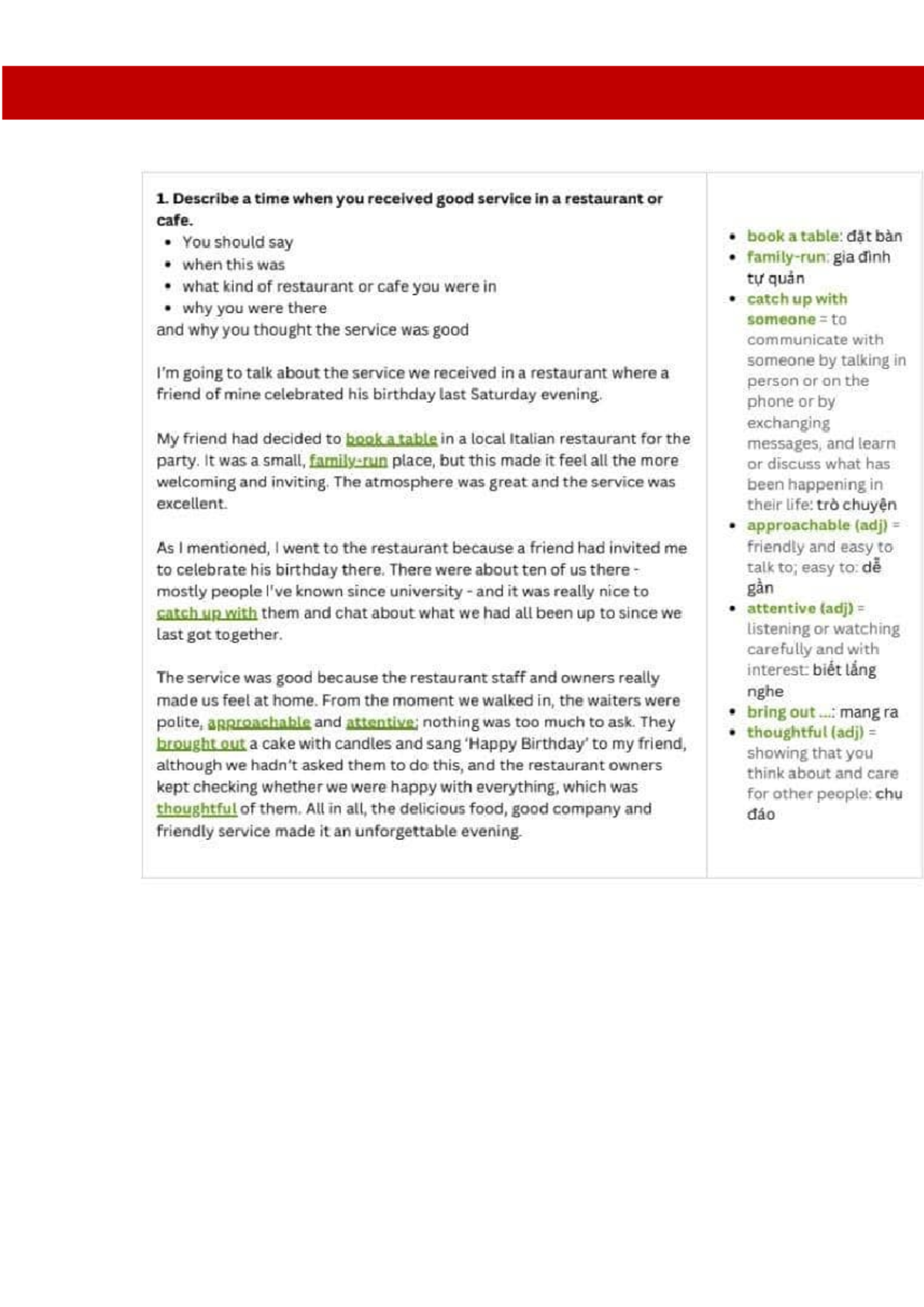 DAY 4 - ADSGFA - 1. Describe a time when you received good service in a ...