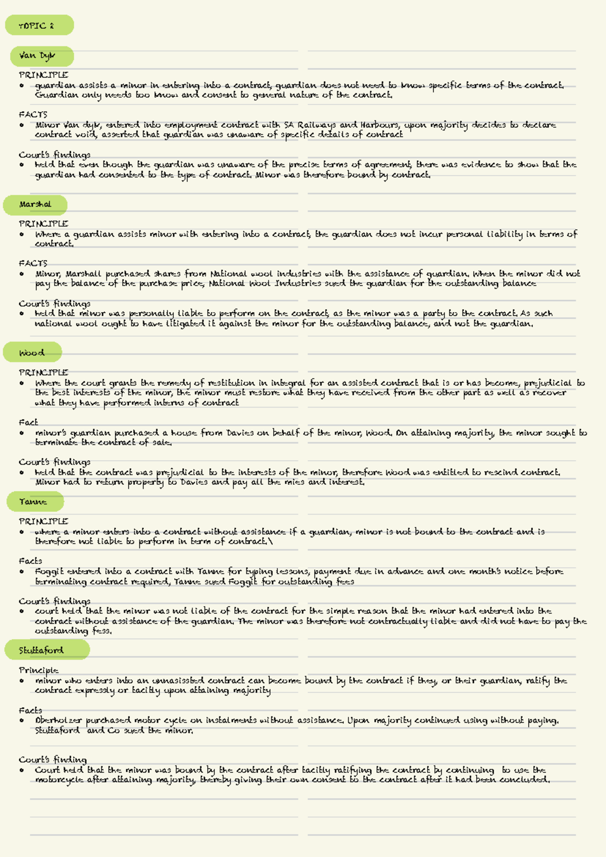 CASE LAWS - Understanding Major Legal Principles and Findings - Studocu