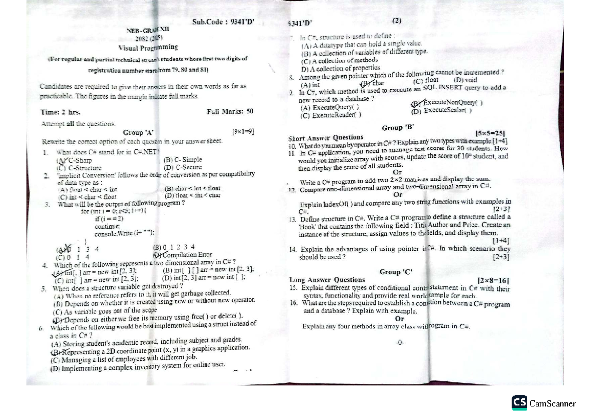 Visual Programming Concepts and Structures - CS 2082 Final Exam Notes ...