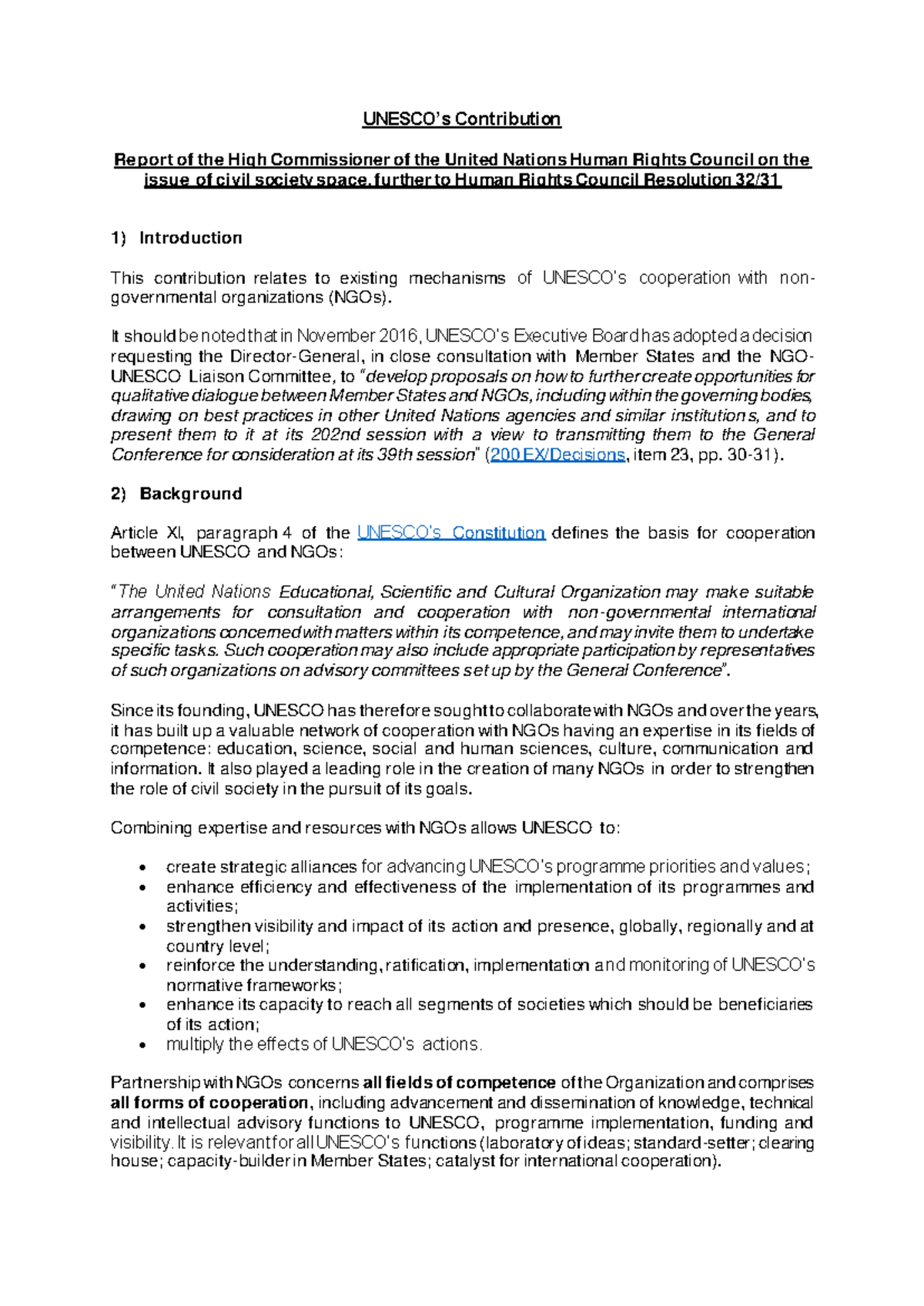 HIST 301 - Project Report on UNESCO's NGO Partnerships and Roles - Studocu