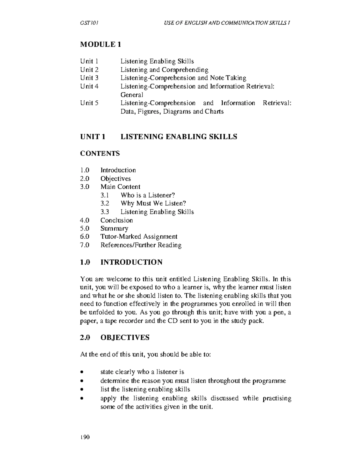 GST101 EXAM SUMMARY: USE OF ENGLISH & COMMUNICATION SKILLS I - Studocu