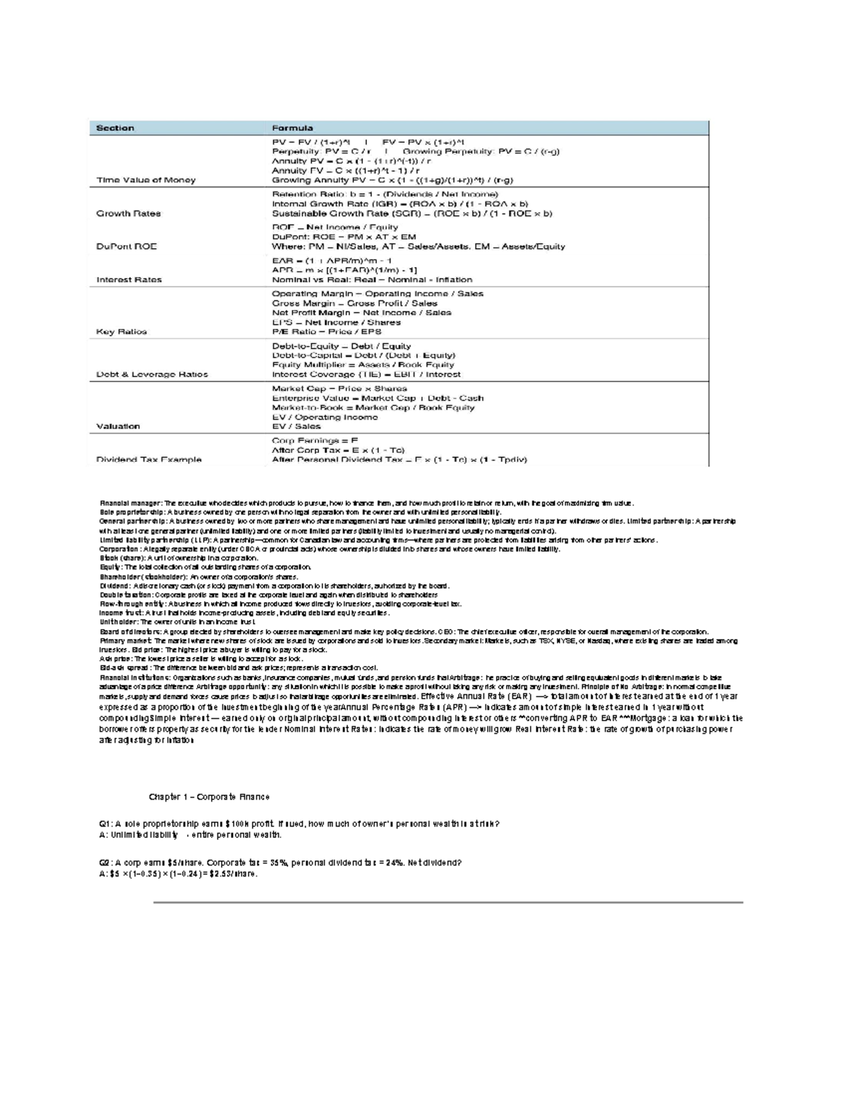 FIN 101: Midterm Sheet - Key Financial Concepts & Formulas - Studocu