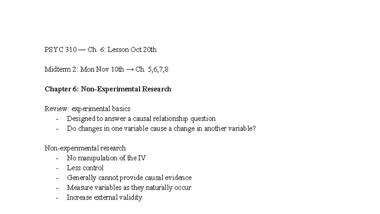 PSYC 310 Ch. 6: Research Review & Correlational Methods Notes - Studocu