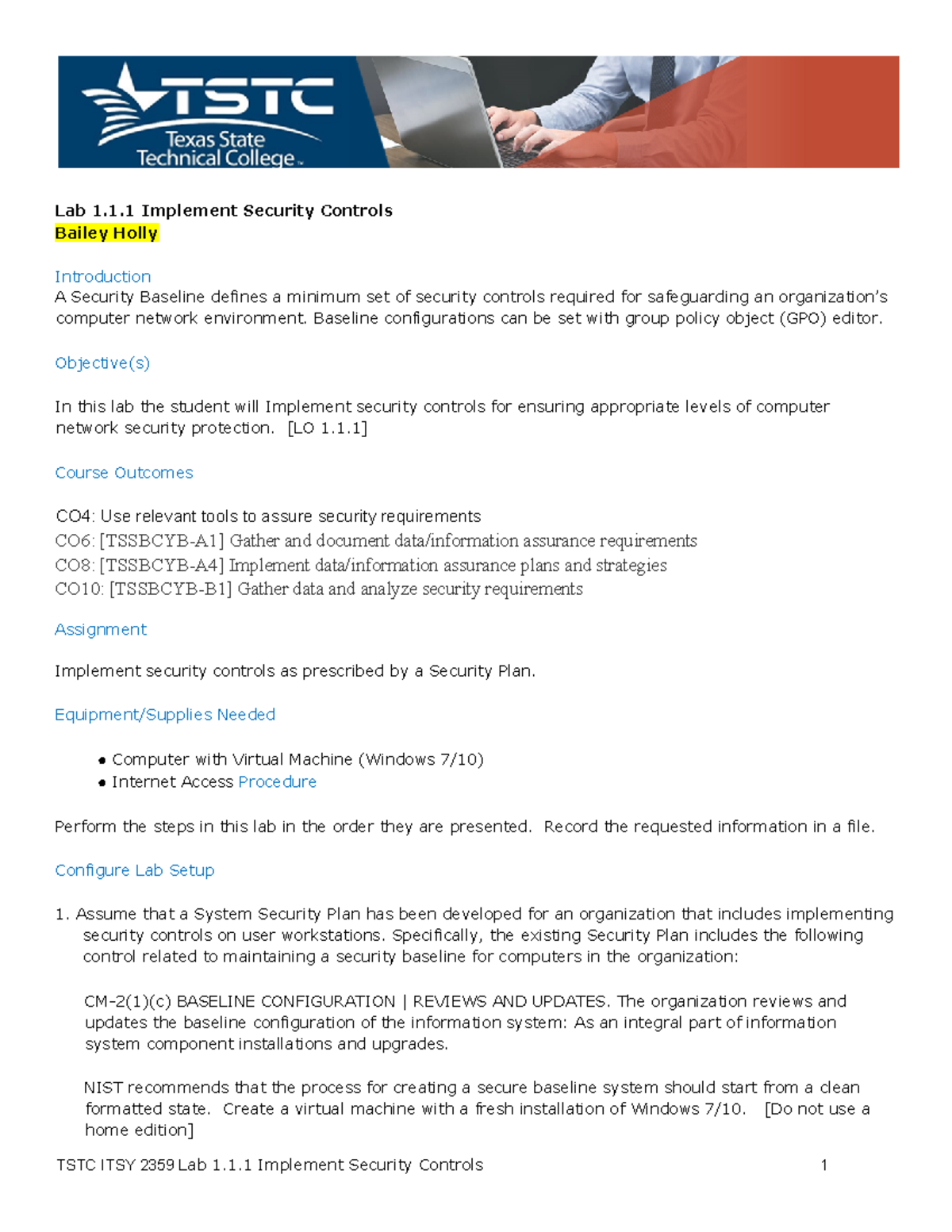 Lab 1.1.1 Security Control Implementation for Network Defense - Studocu