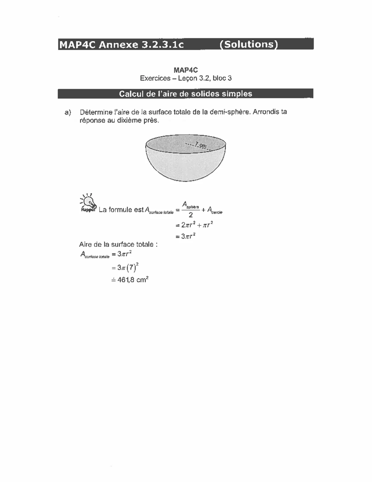 MAP4C Leçon 4.2 : Calcul du Volume et Surface des Solides Décomposables ...