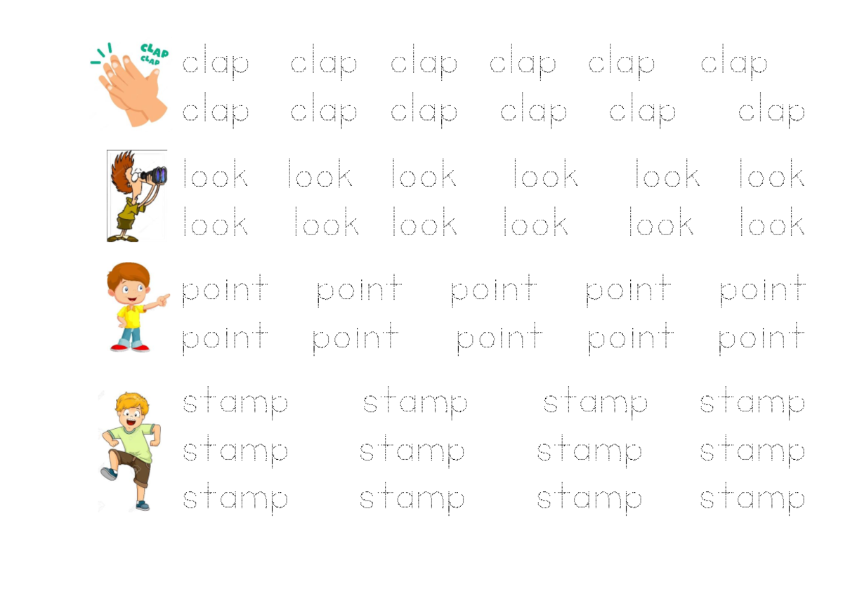 Tracing step 3 book - clap clap clap clap clap clap clap clap clap clap ...