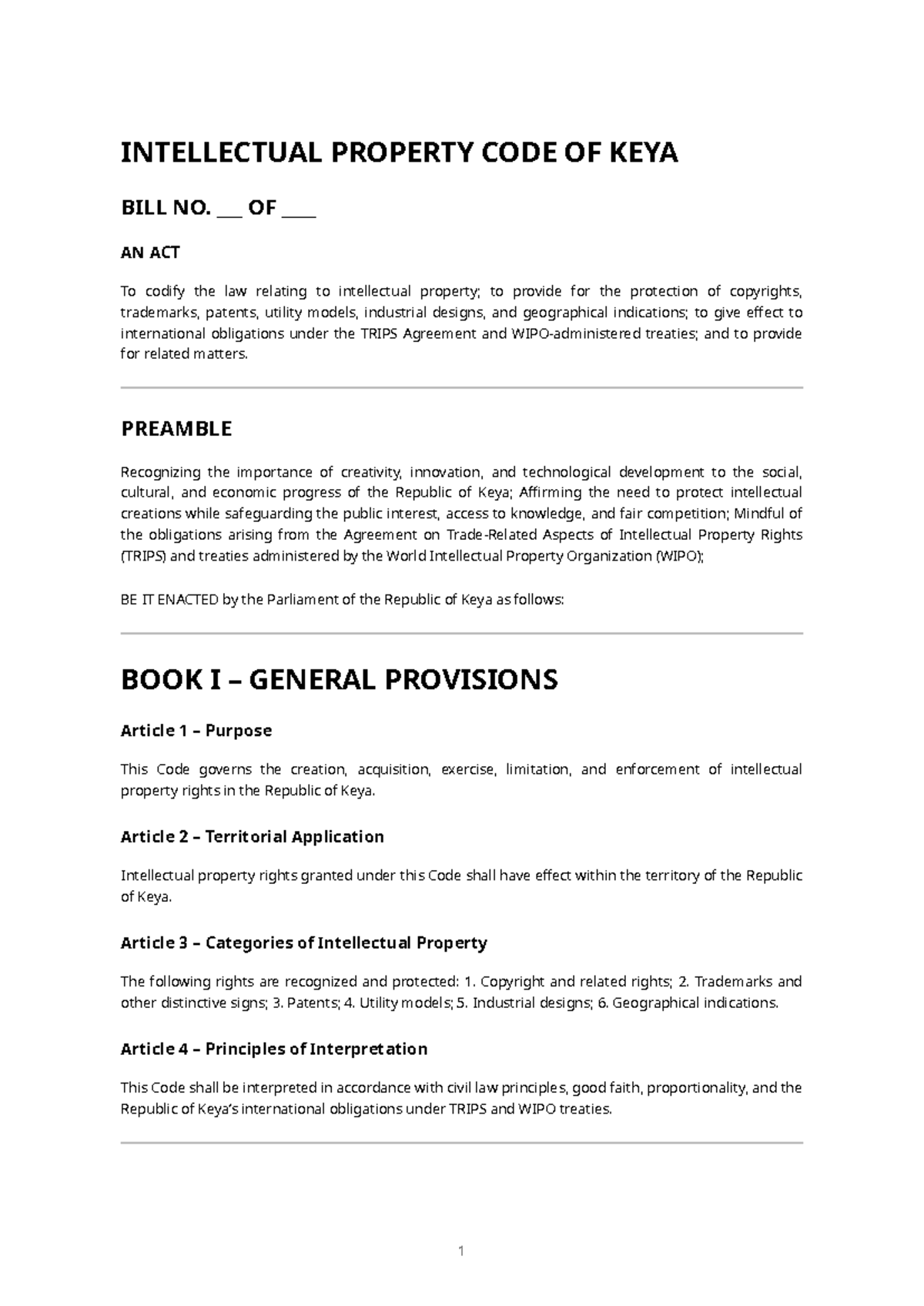 Intellectual Property Code of Keya: Comprehensive Overview and ...