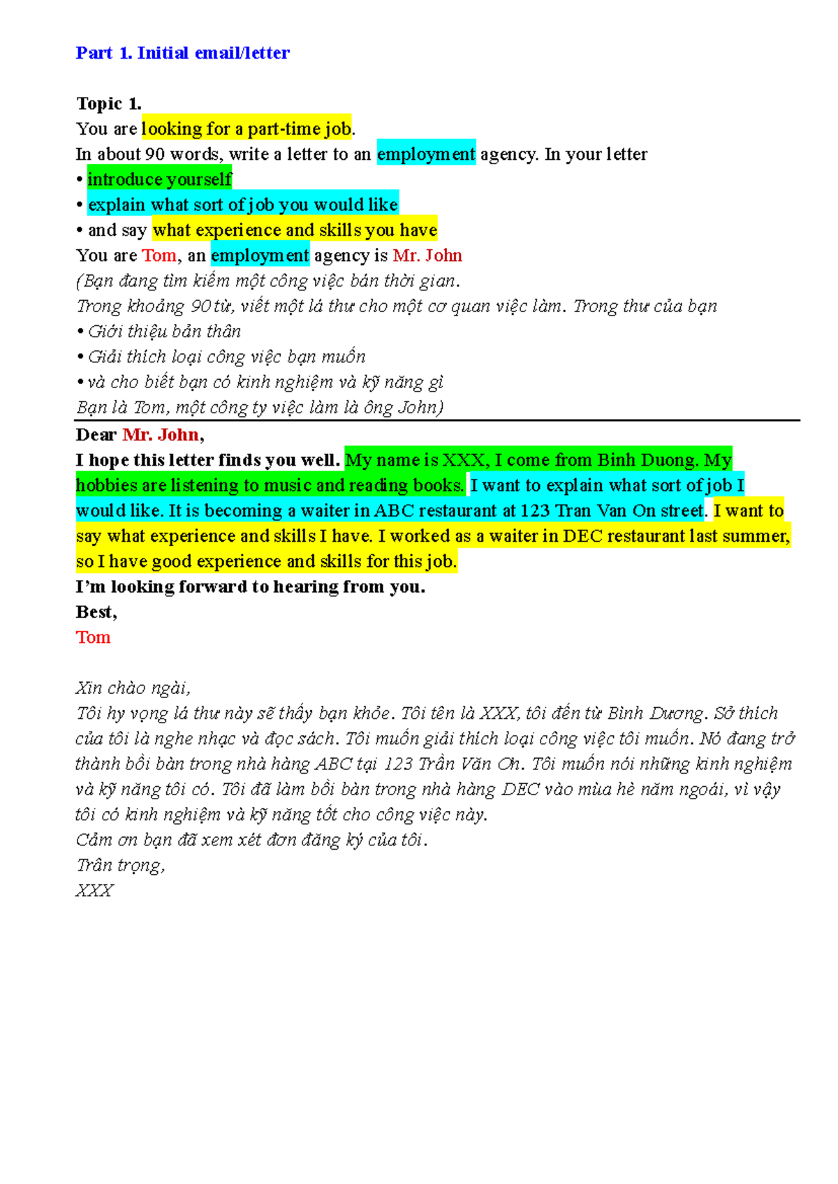 EPT Writing Email 1-10 - GHJ: Sample Letters for Job and Personal ...