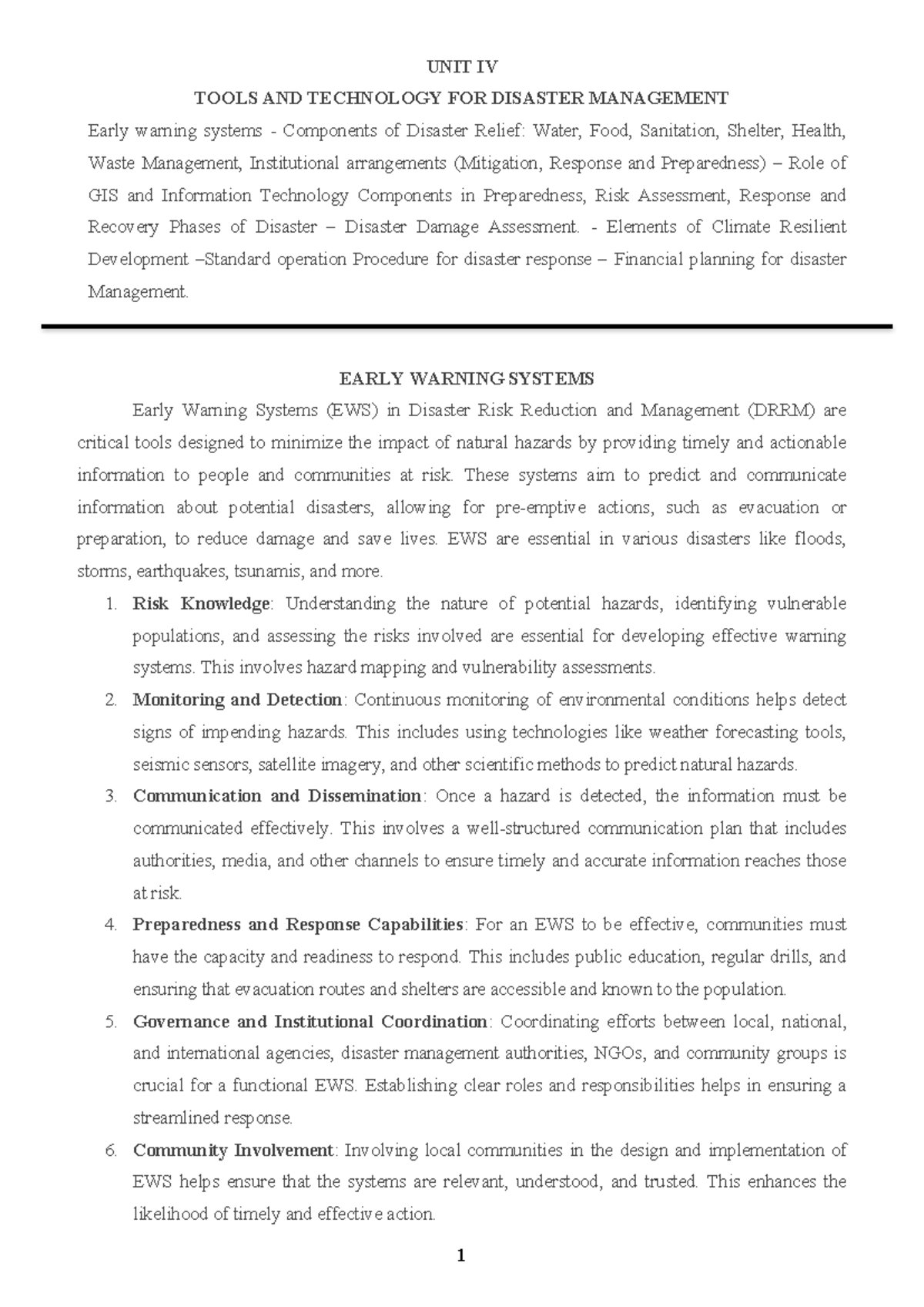 DRRM - MX3084 - 23MX302 - UNIT IV: Tools & Tech for Disaster Management ...