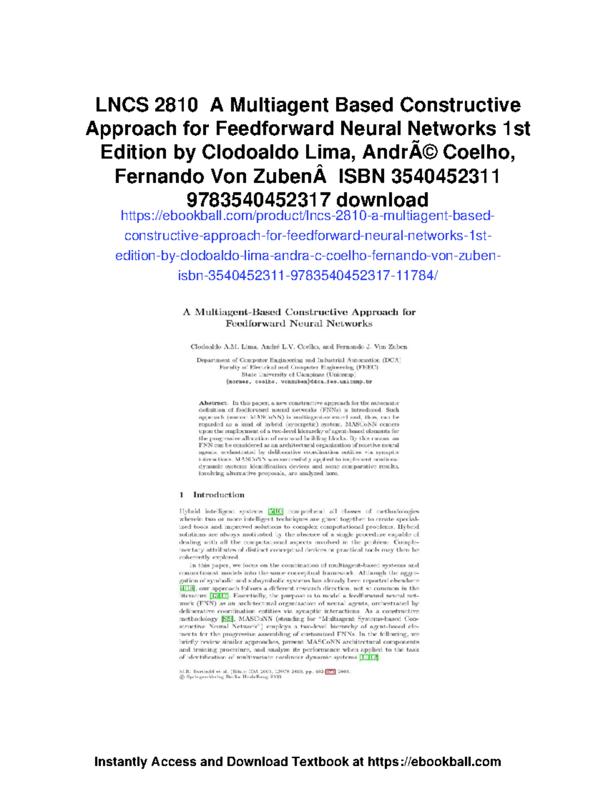 LNCS 2810 A constructive approach for feedforward neural networks - Studocu