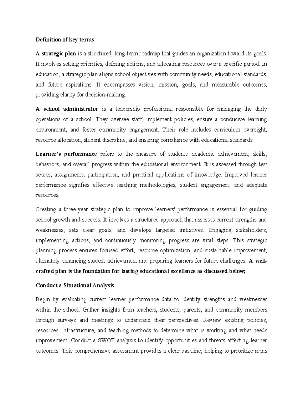 Strategic Planning for Improved Learner Performance: Steps for Admin ...