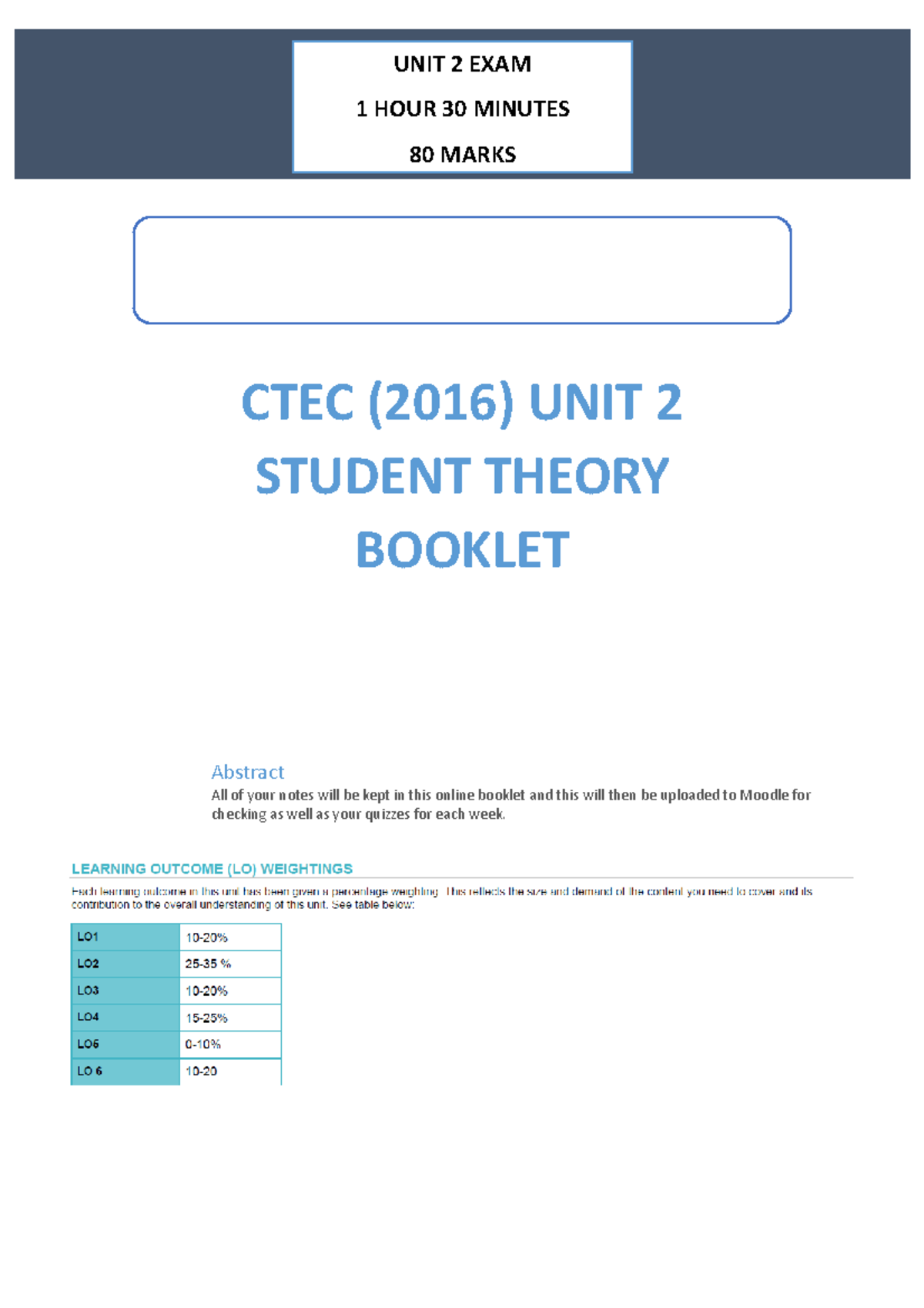 CTEC Unit 2 Exam Workbook: Key Topics & Information Analysis - Studocu