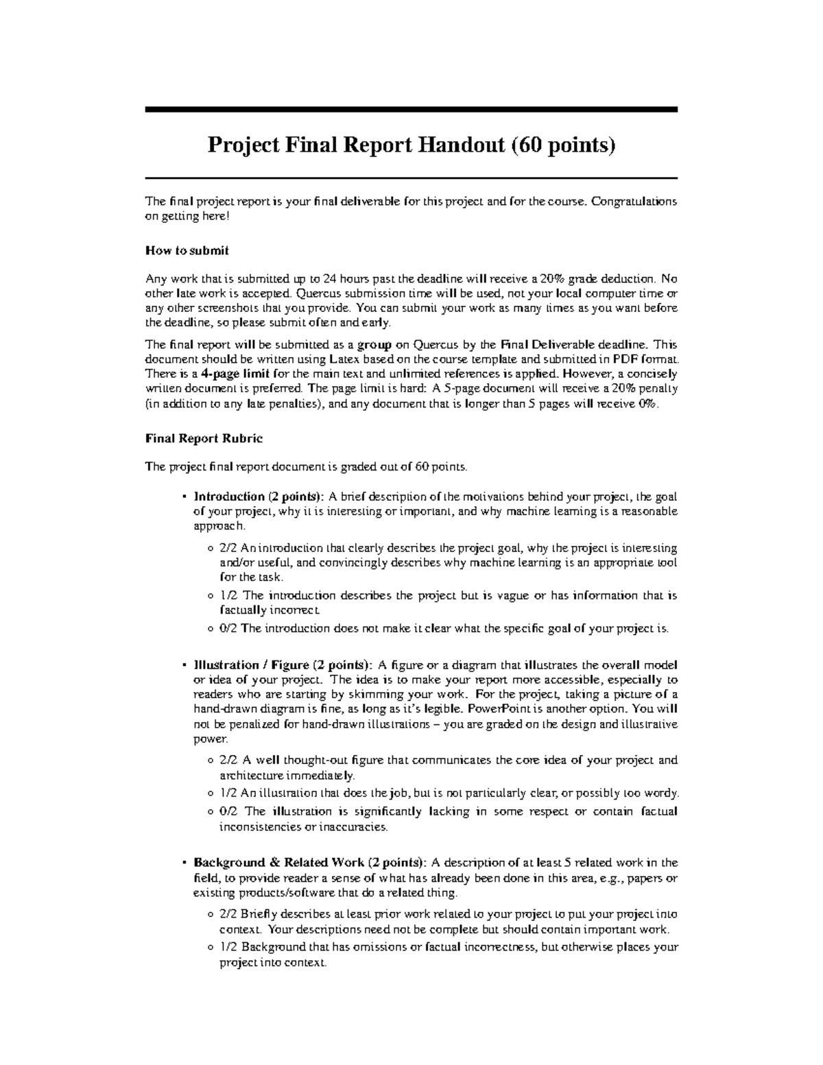 APS360 Winter 2025 Project Final Report Guidelines (60 pts) - Studocu