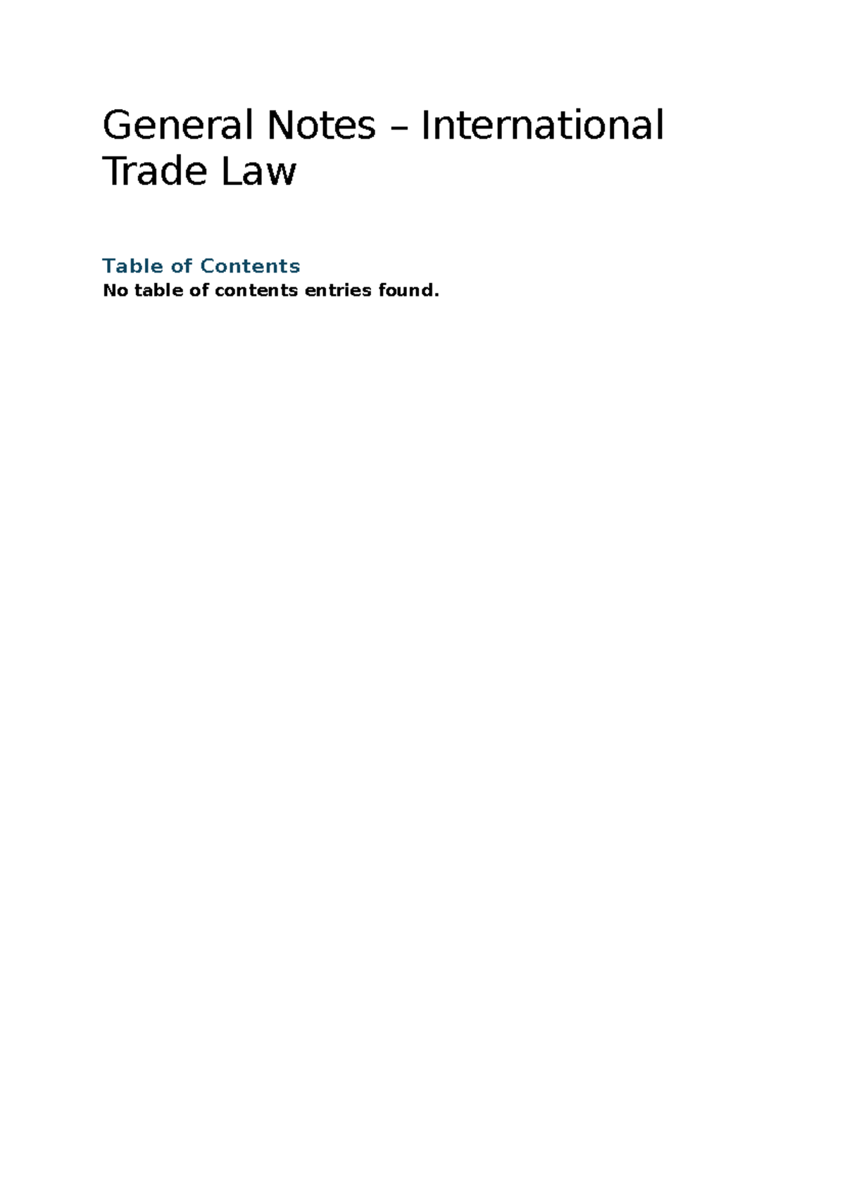 General Notes on International Trade Law (INTL 101) - Studocu