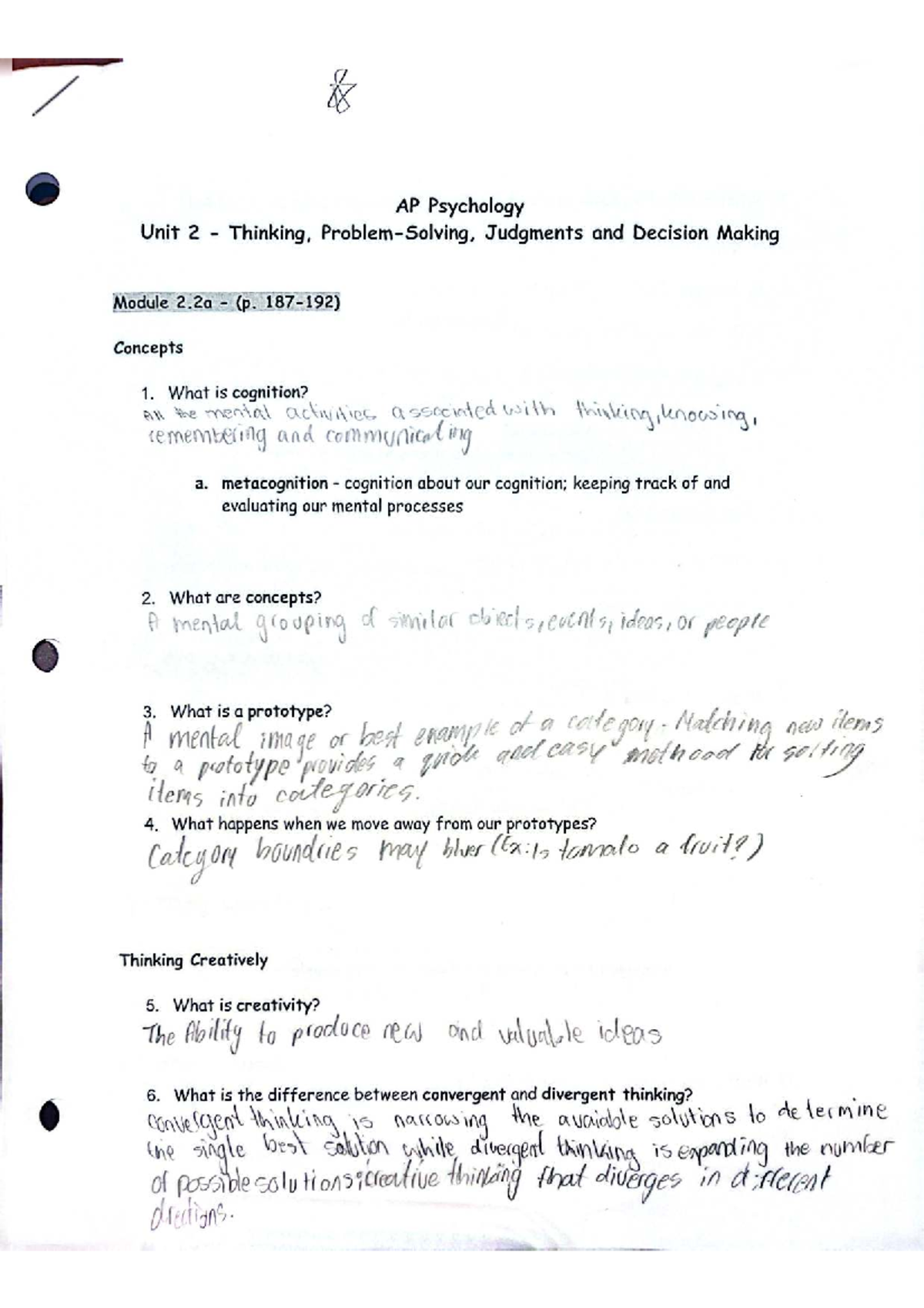 AP Psych Unit 2 - Thinking, Judgments & Decision Making Notes - Studocu